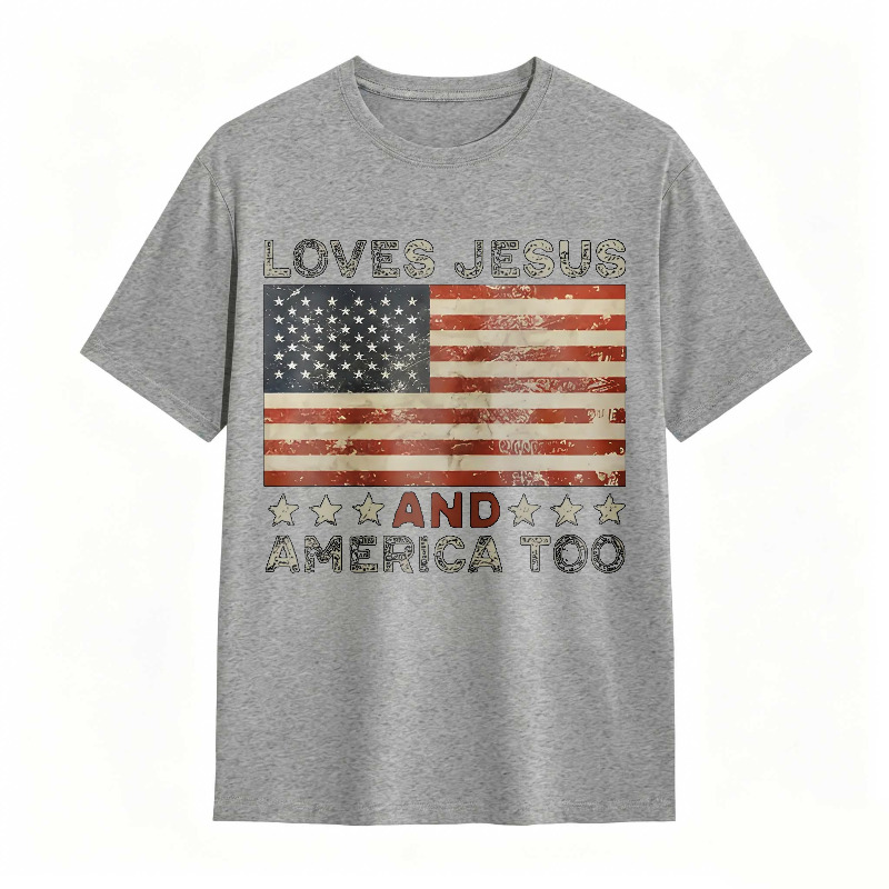American Flag Print Graphic Tee