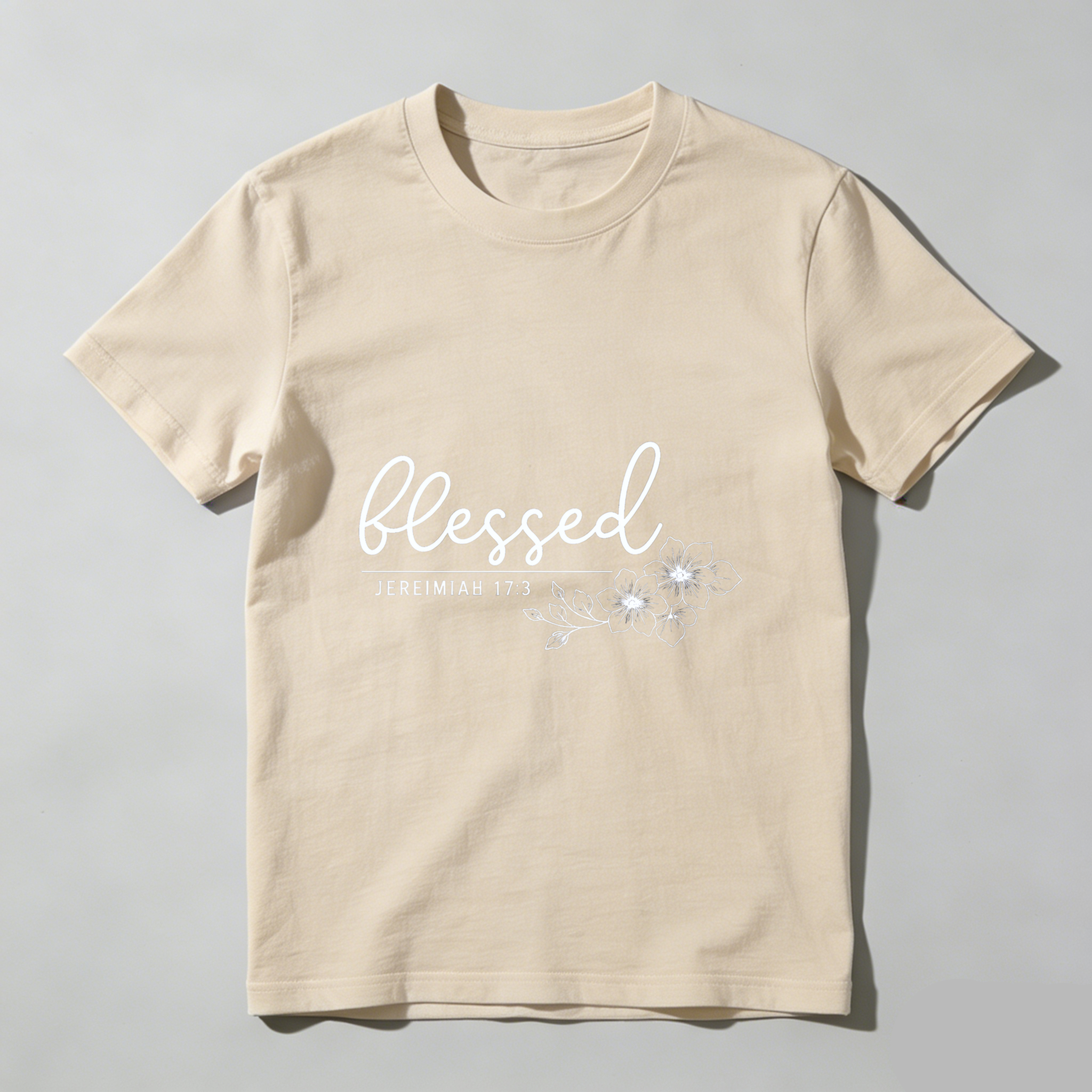 TEECURENT Blessed Jeremiah 17 3 Christian T Shirt With Floral Design For Women And Men Faith Inspired Bible Verse Clothing WOMEN