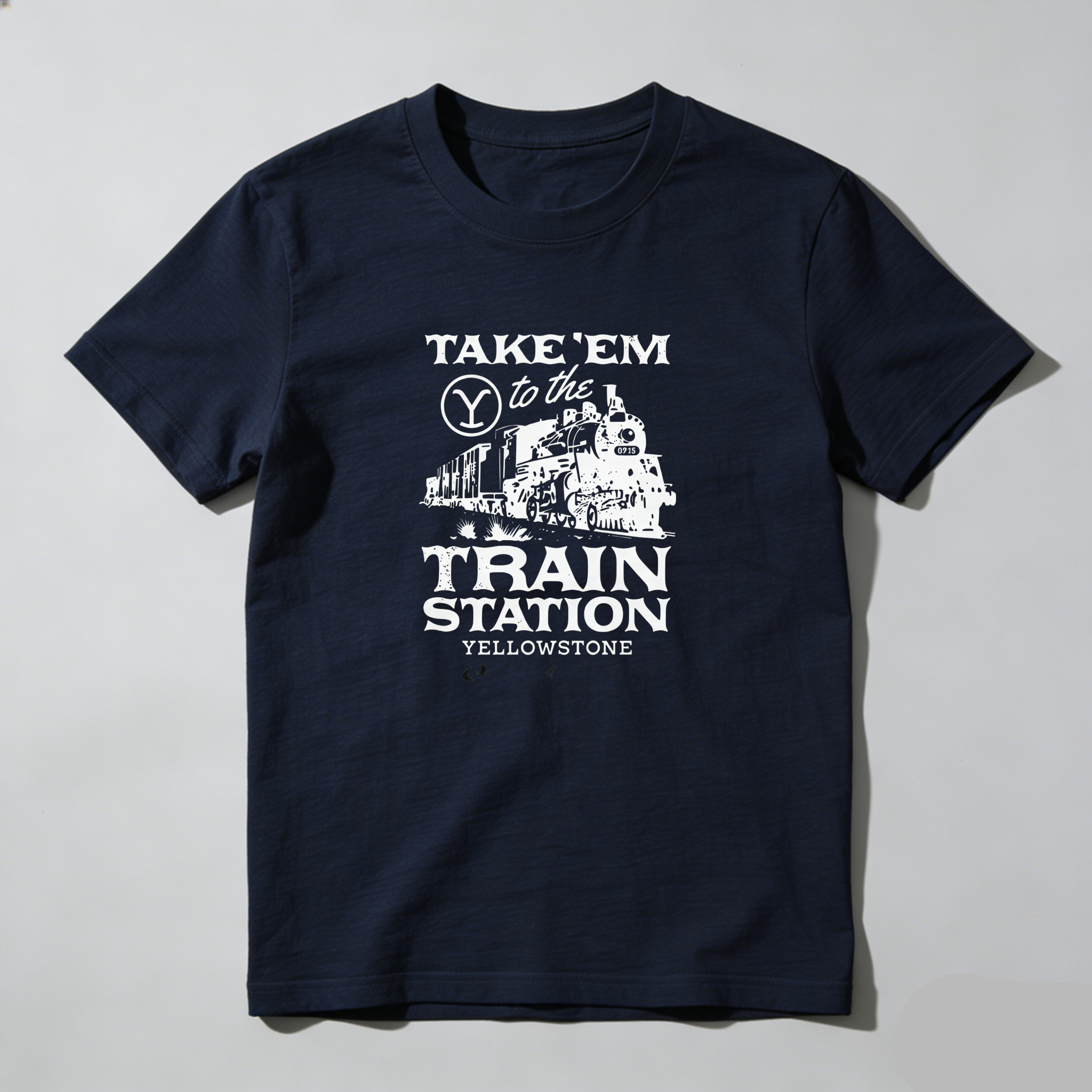 TEECURENT Take Em To The Train Station Yellowstone Pure Cotton Short Sleeve T Shirt-TeeCurent