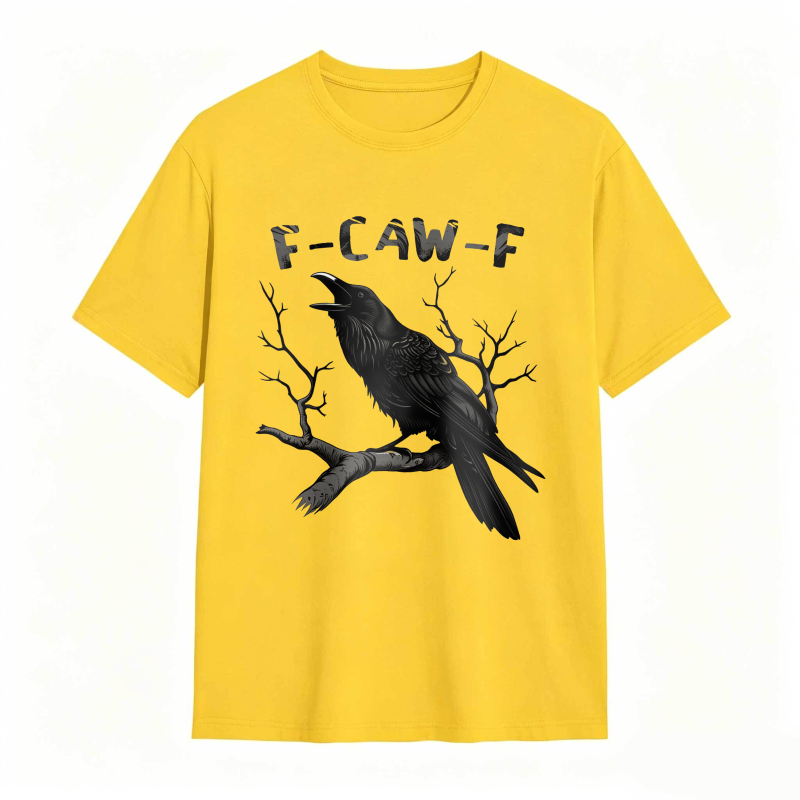 Crow On Branch With F Caw F Text Unisex Classic T-shirt