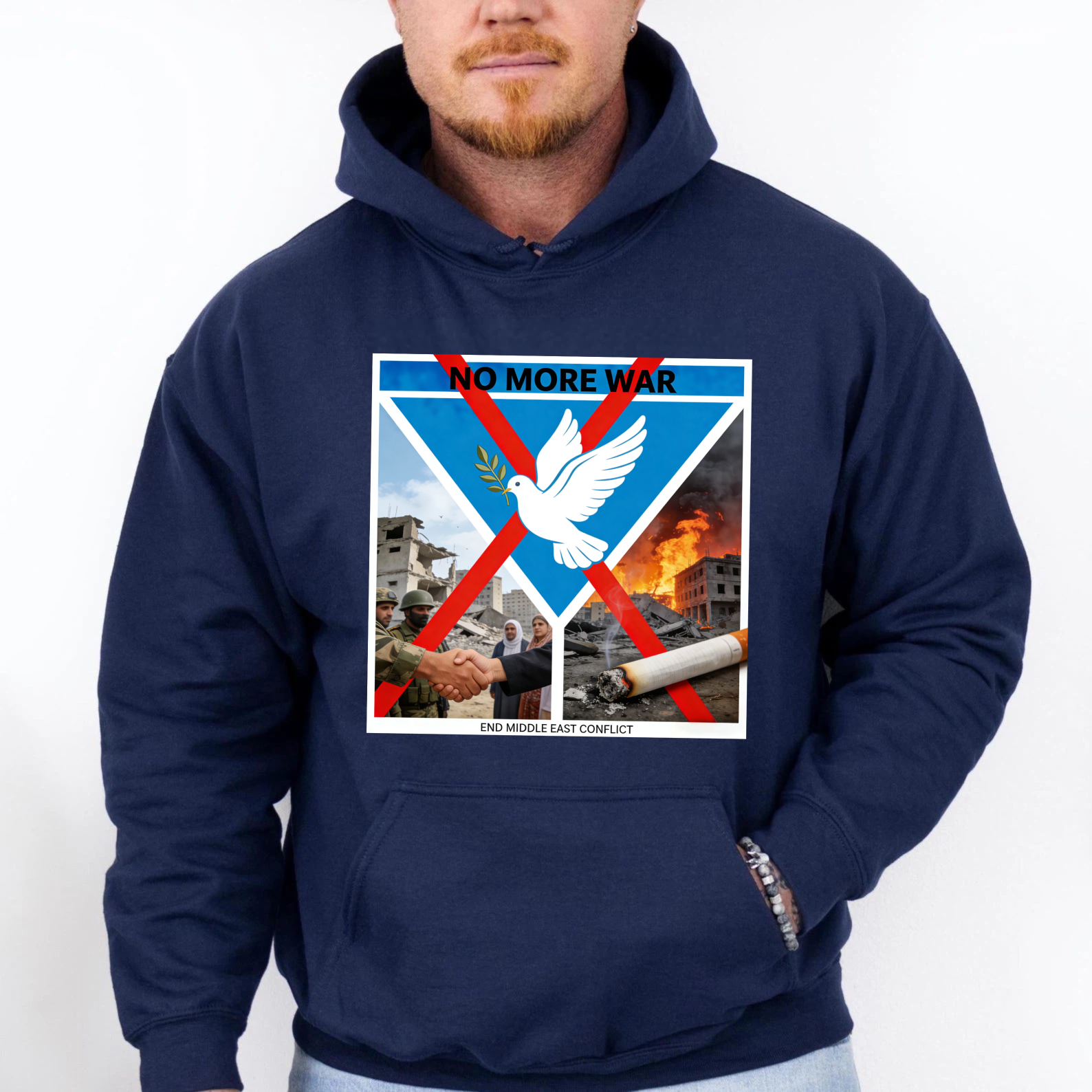 TEECURENT No More War End Middle East Conflict Peace Dove Hoodie For Peace Activists And Anti War Supporters