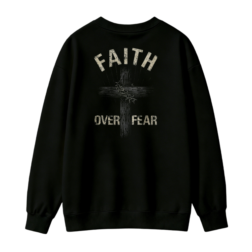 Faith Over Fear Cross Graphic Print Sweatshirt