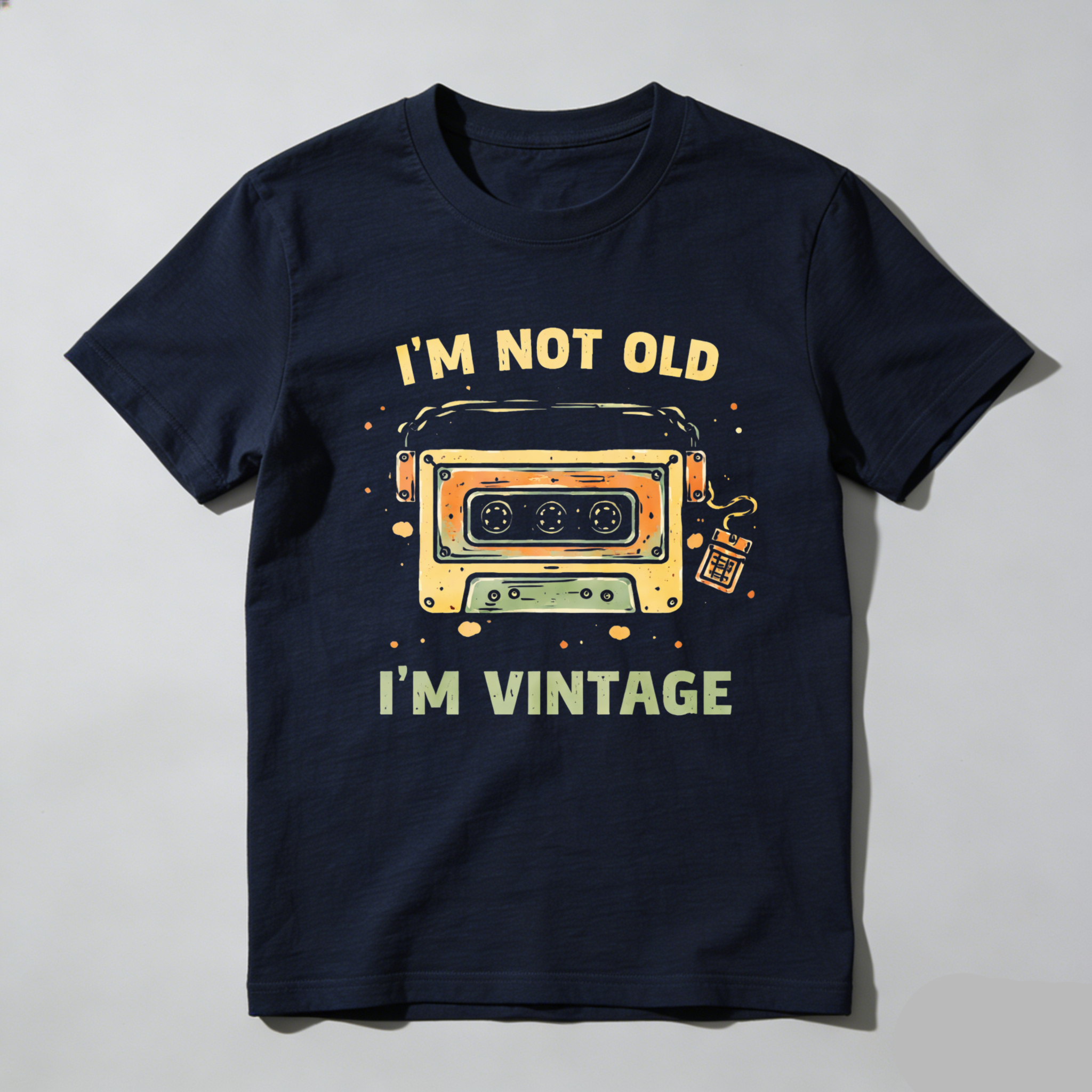 TEECURENTI M Not Old I M Vintage T Shirt With Cassette Tape Design Retro Humor Graphic Tee For Men Women Unisex Casual Wear-TeeCurent