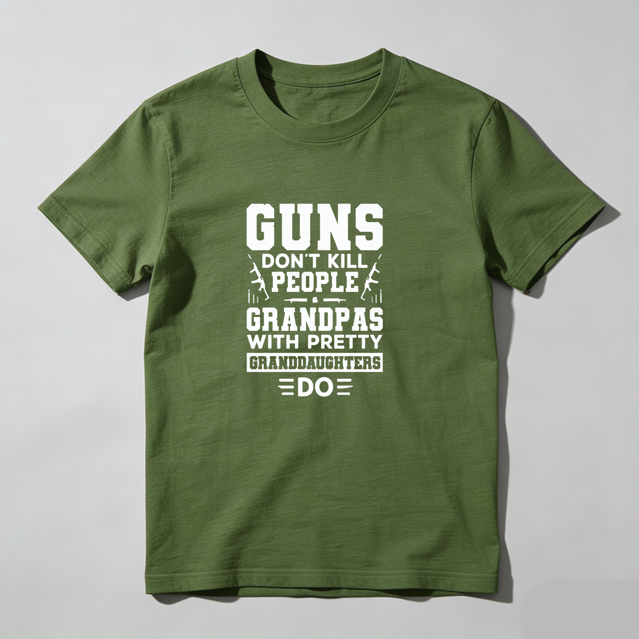 TEECURENT Guns Dont Kill People Grandpas With Pretty Granddaughters Do Pure Cotton Short Sleeve T Shirt-TeeCurent