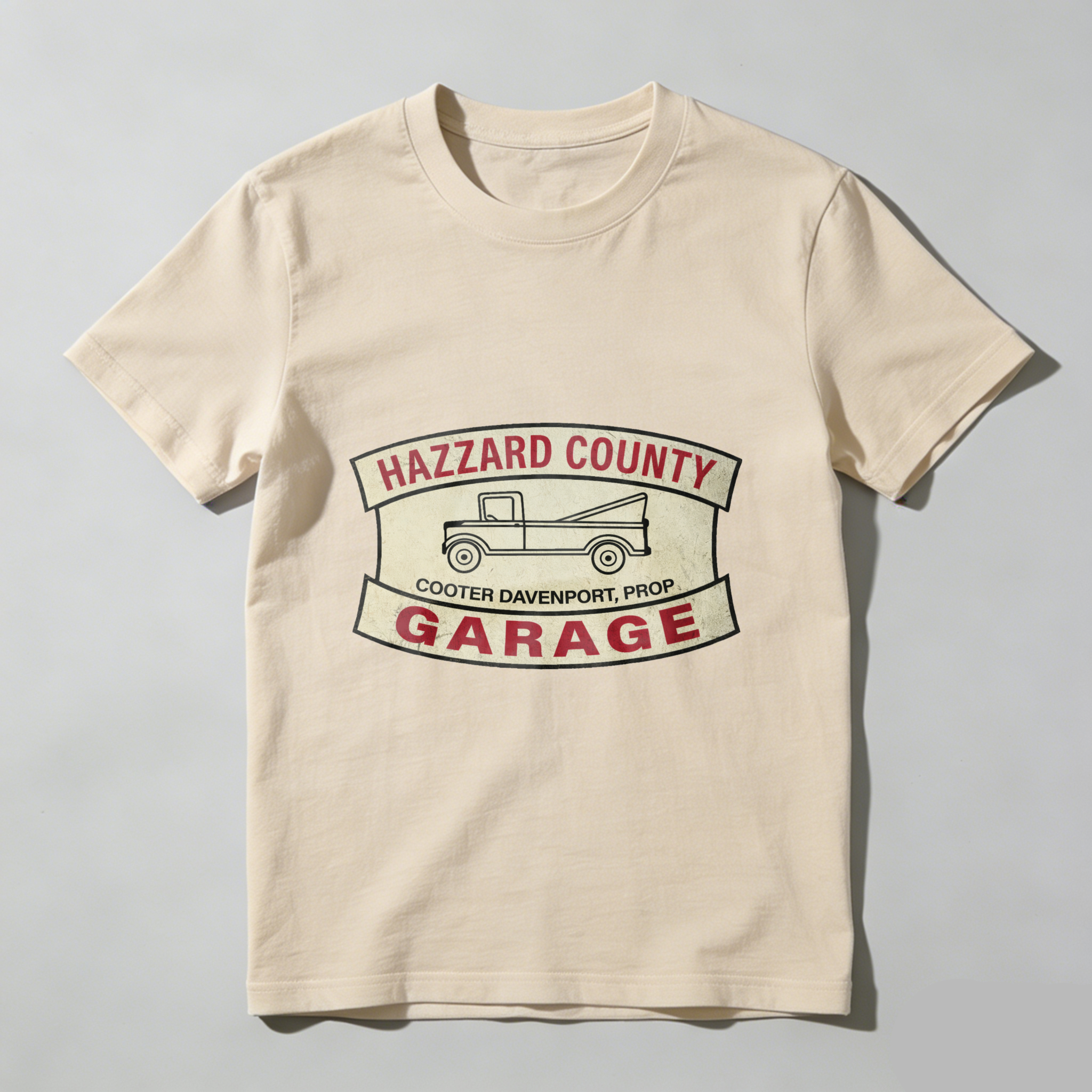 Hazzard County Garage T Shirt Cooter Davenport Prop Classic Truck Design Black Cotton Tee