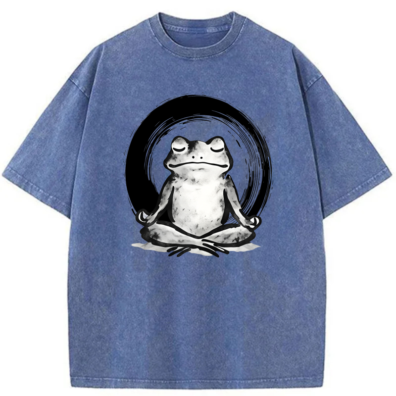 Frog Meditating In Zen Circle tshirt 100% cotton