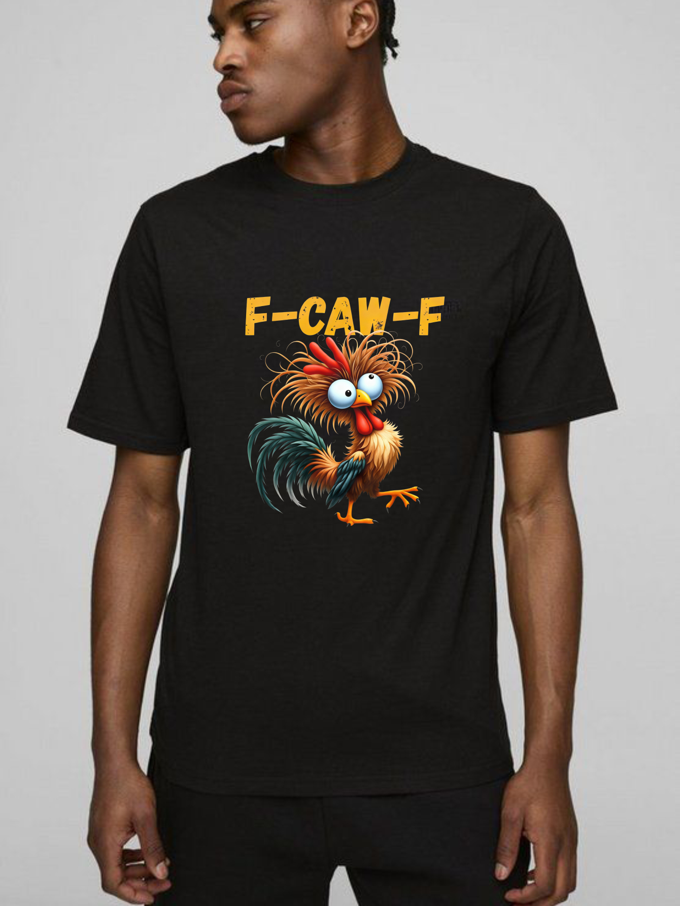 TEECURENT Funny Rooster F Caw F Pure Cotton Short Sleeve T Shirt-TeeCurent