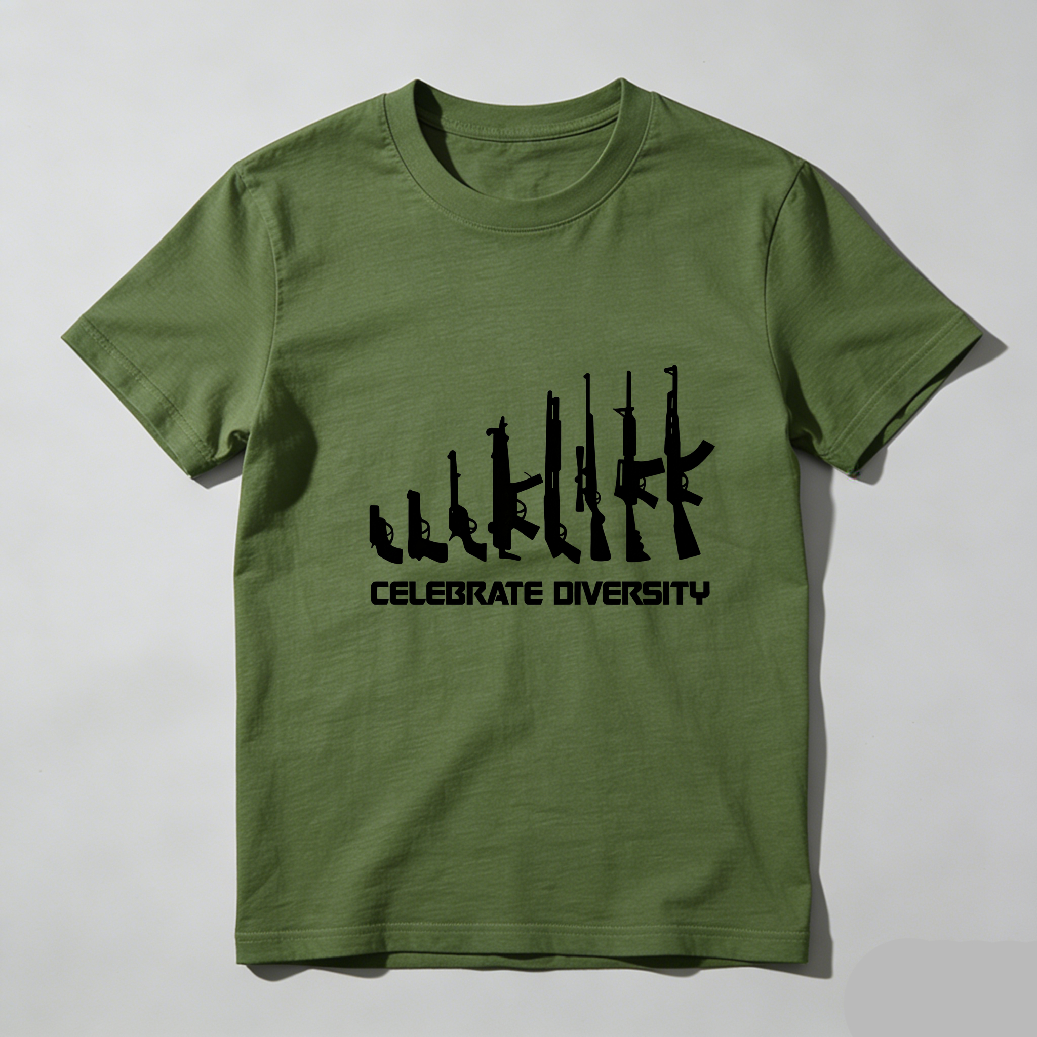 TEECURENT Celebrate Diversity Gun Silhouettes Pure Cotton Short Sleeve T Shirt-TeeCurent