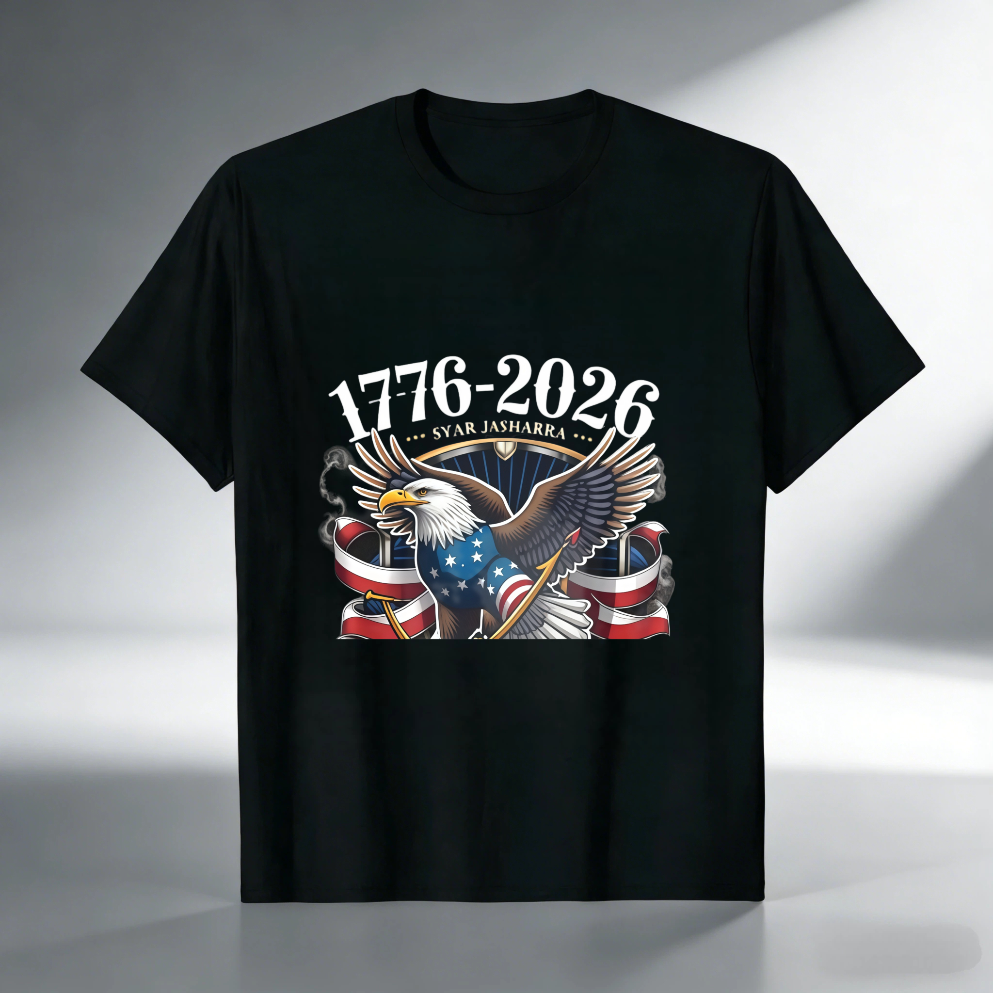 TEECURENT T-SHIRT  Eagle Flag Stars Stripes 1776 2026 America