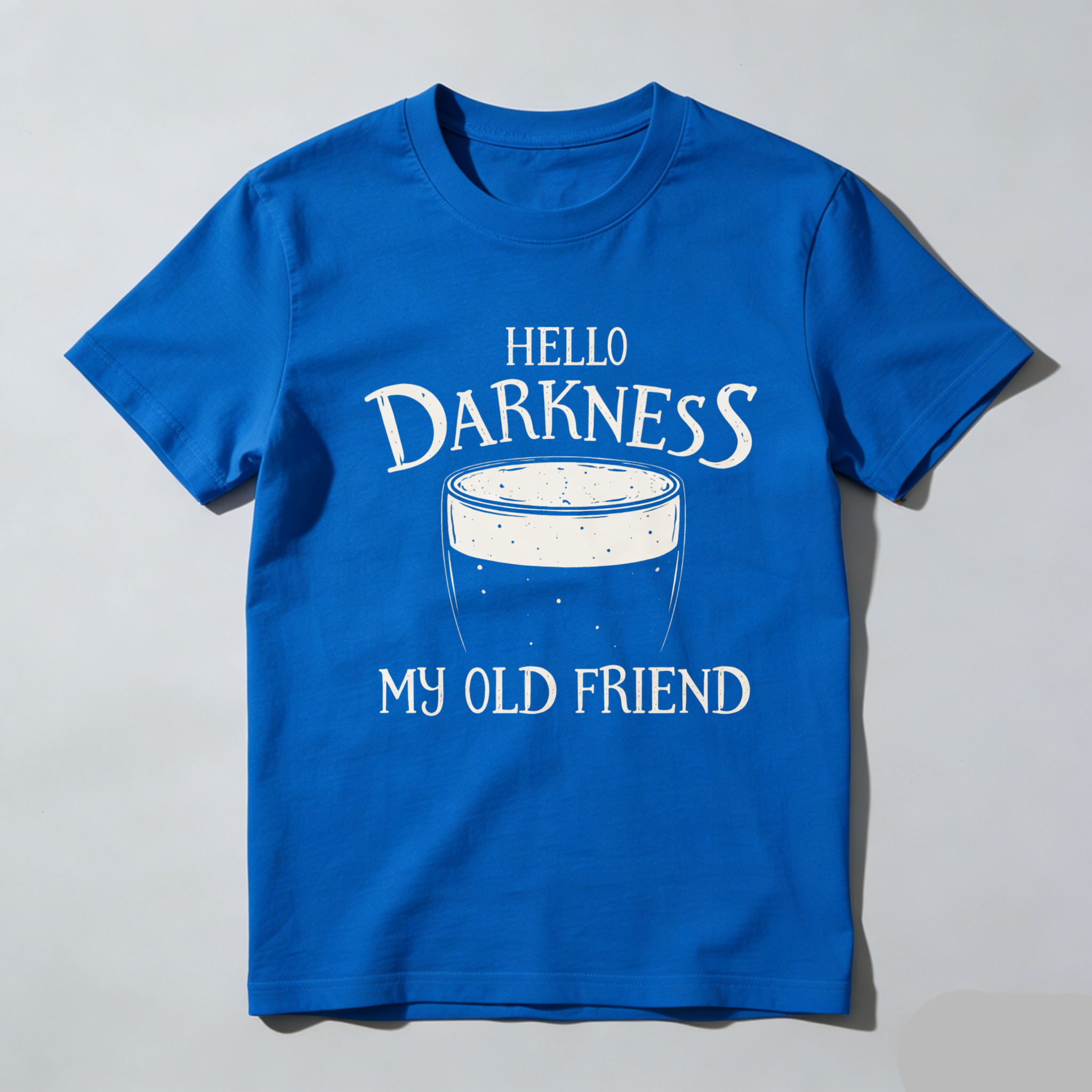TEECURENTHello Darkness My Old Friend Beer Glass T-Shirt Black Men Women Casual Graphic Tee Shirt Unisex Top Fun Drink Themed Apparel-TeeCurent