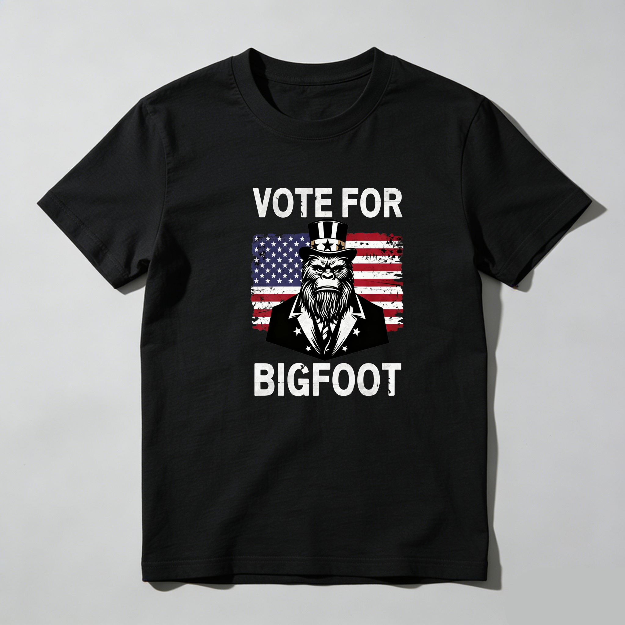 TEECURENT Vote For Bigfoot America Pure Cotton Short Sleeve T Shirt-TeeCurent