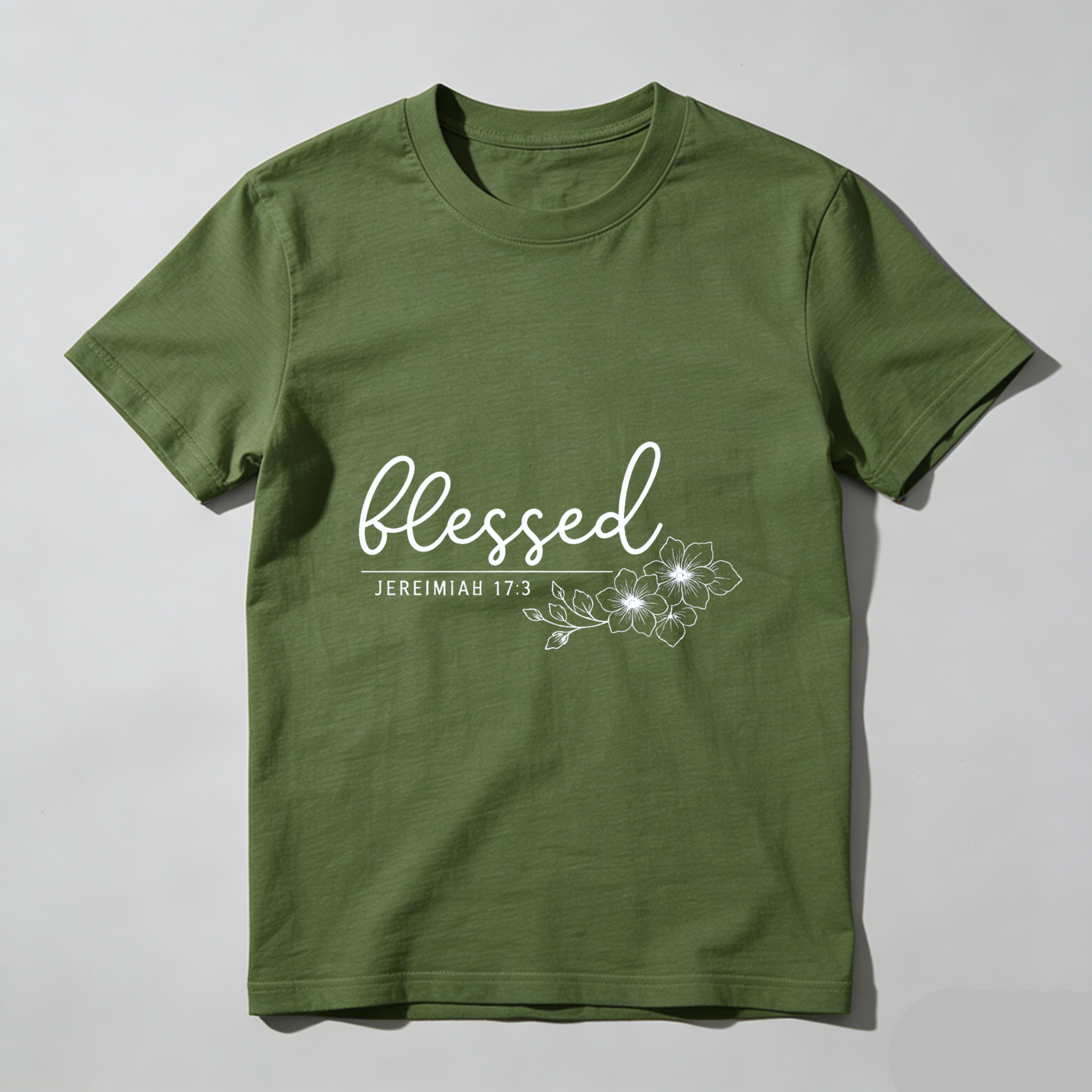 TEECURENT Blessed Jeremiah 17 3 Christian T Shirt With Floral Design For Women And Men Faith Inspired Bible Verse Clothing WOMEN