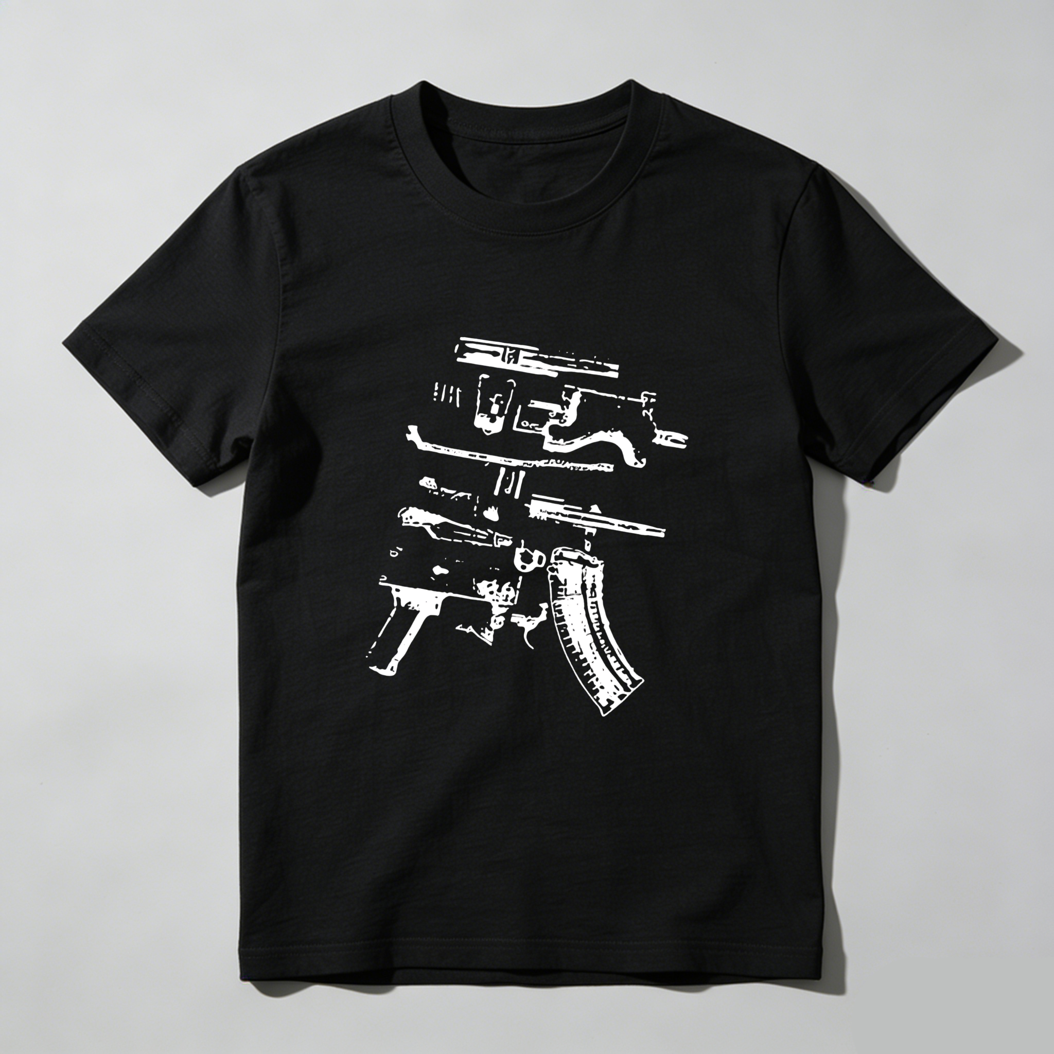 TEECURENT T-SHIRT  Gun Parts Exploded Diagram White Print