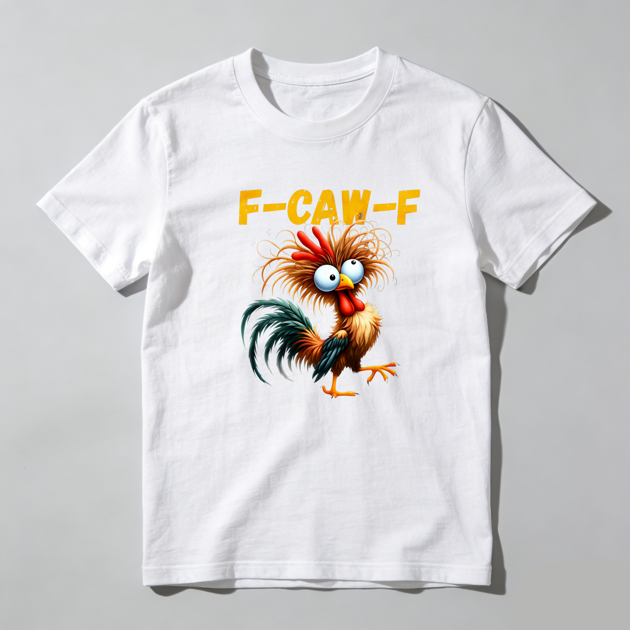 TEECURENT Funny Rooster F Caw F Pure Cotton Short Sleeve T Shirt-TeeCurent
