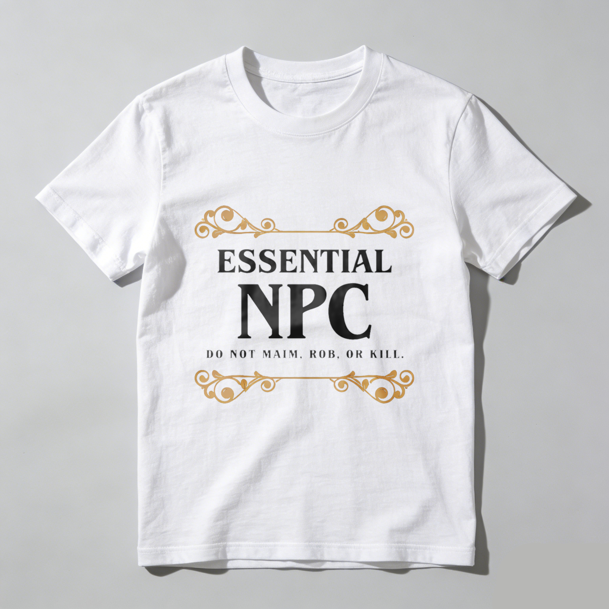 TEECURENT Essential Npc Do Not Maim Rob Or Kill T Shirt Gamer Humor Role Playing Game Rpg Costume Party Gift