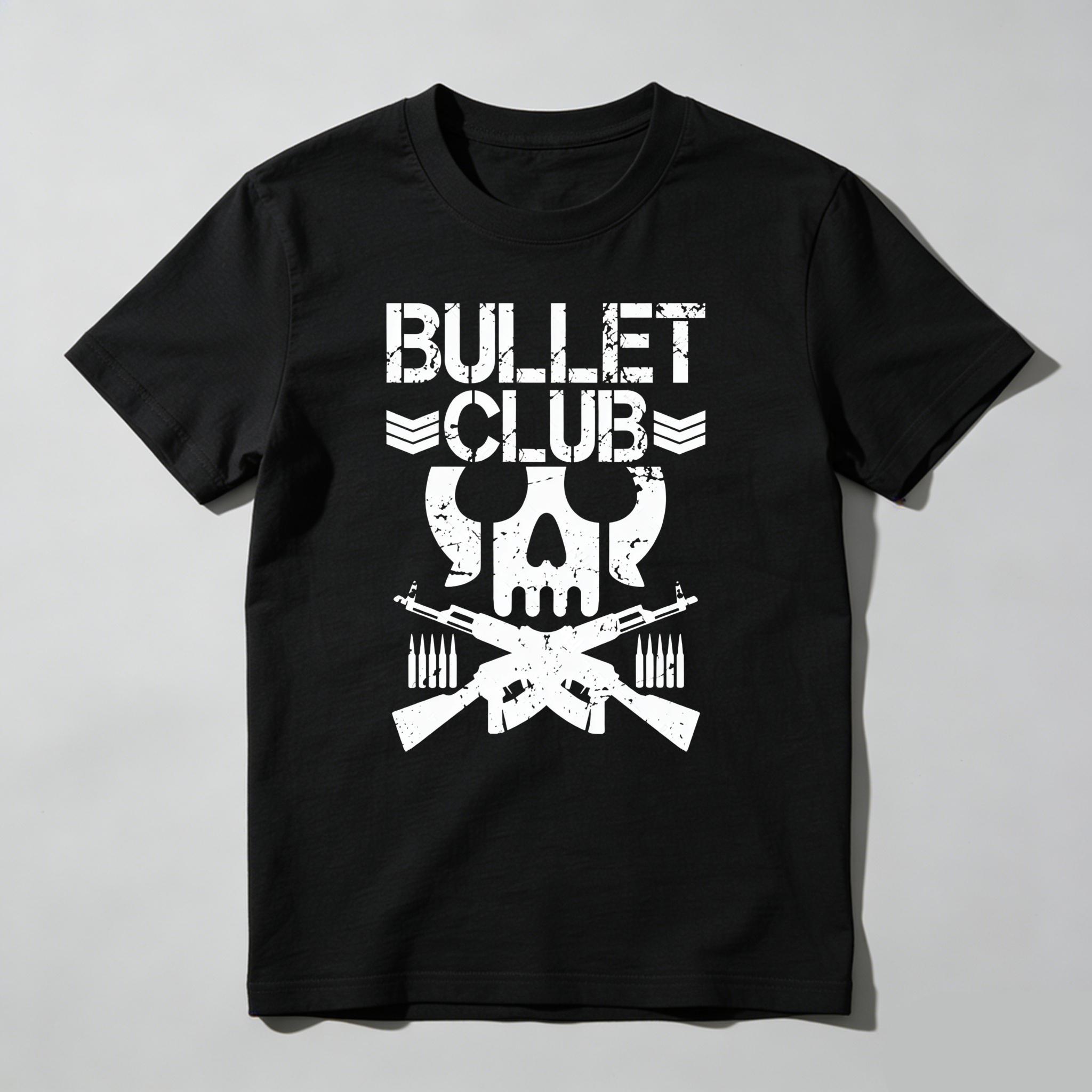 TEECURENT Bullet Club Skull And Guns Pure Cotton Short Sleeve T Shirt-TeeCurent