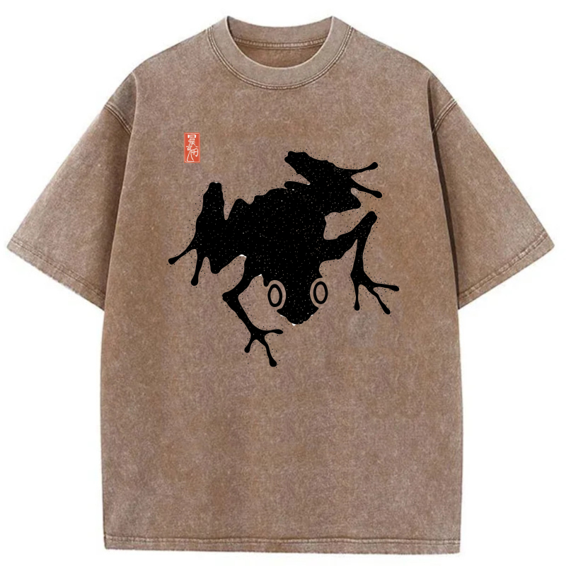 White Frog Silhouette With Red Stamp tshirt 100% cotton