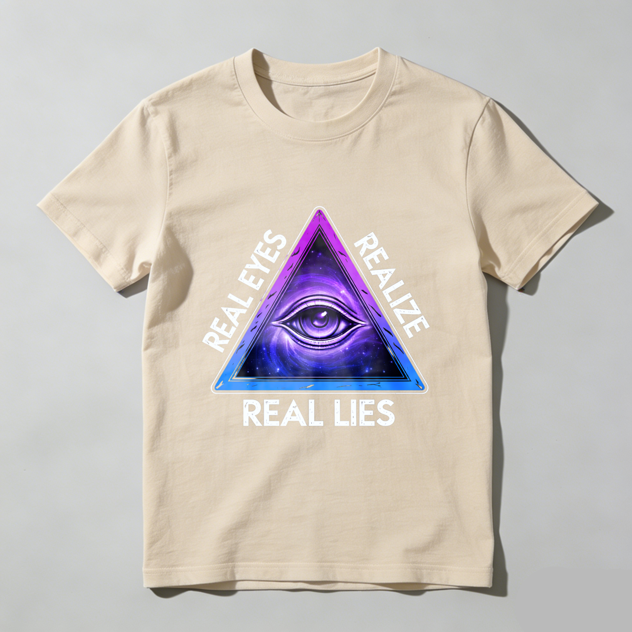 TEECURENT  Real Eyes Realize Real Lies Pyramid Eye Design TEECURENT