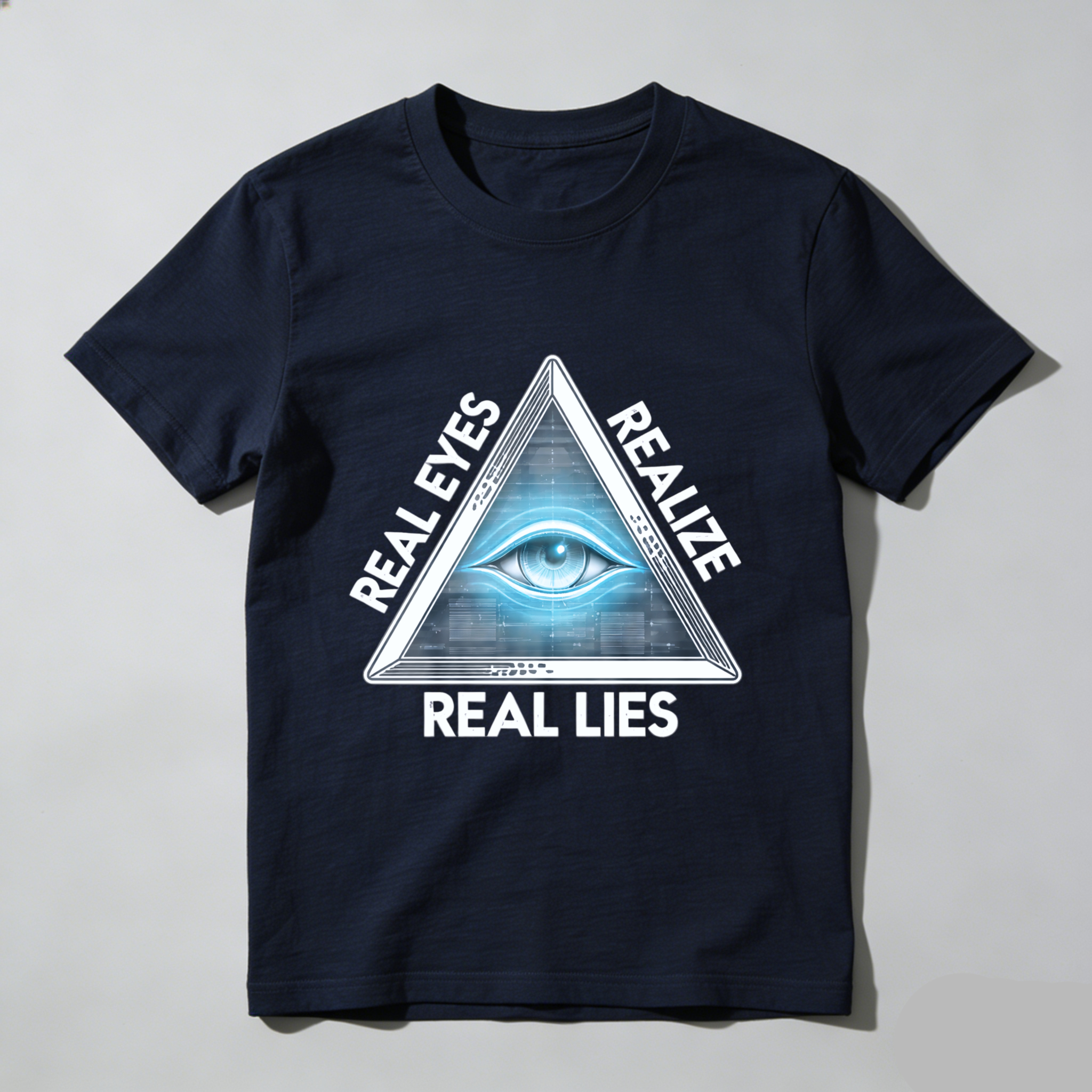 TEECURENT  Real Eyes Realize Real Lies Pyramid Eye Design TEECURENT