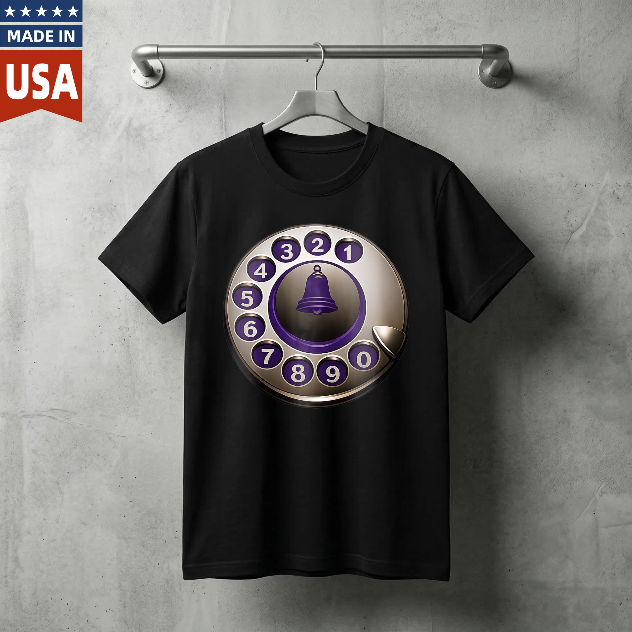 Retro Telephone Dial Design T Shirt Made In Usa