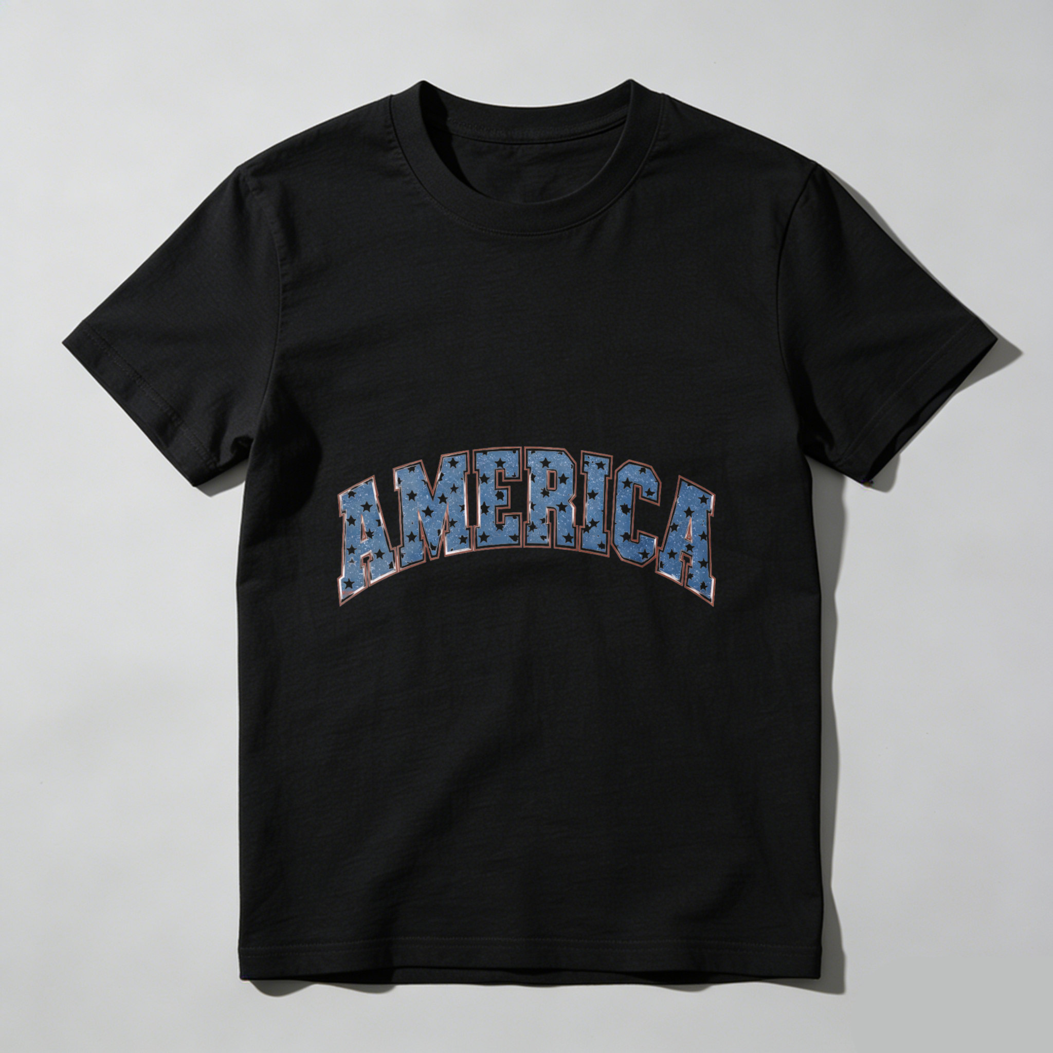 TEECURENT America Patriotic Stars And Stripes T Shirt Black Unisex Casual Top For Men Women WOMEN