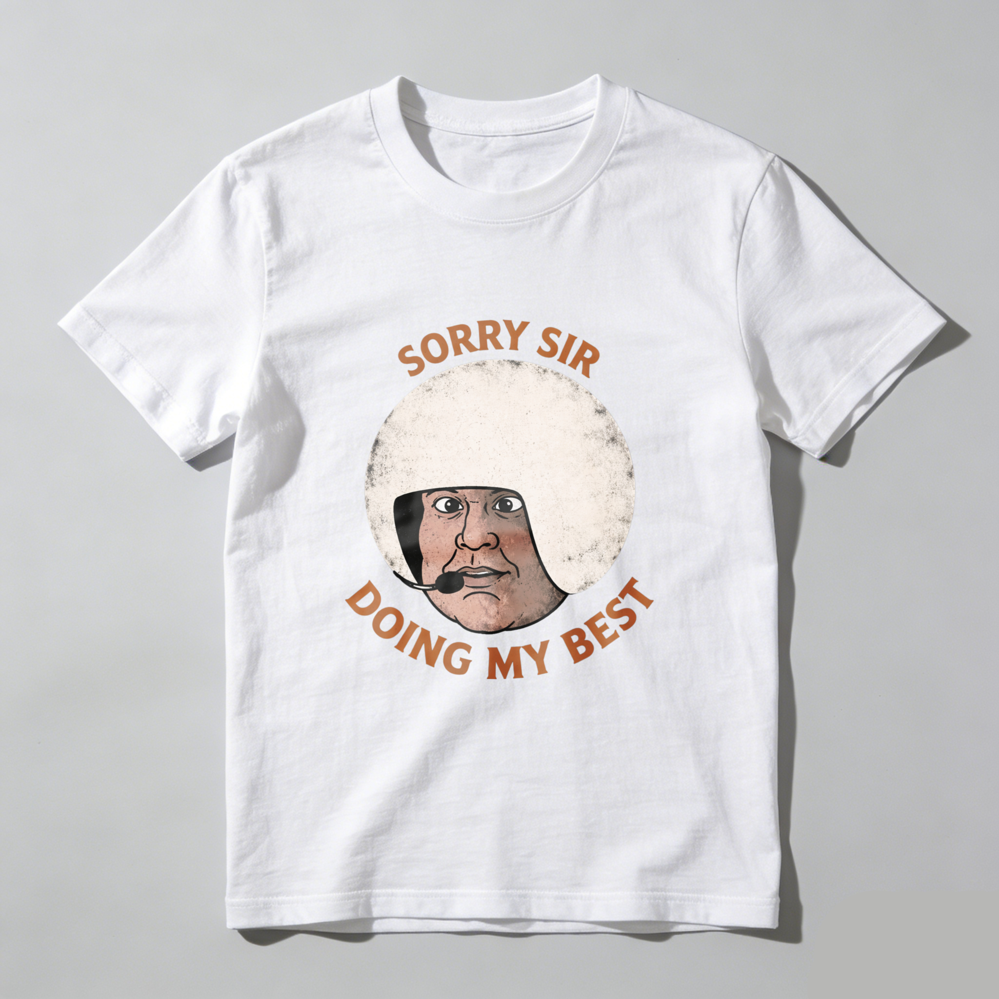 TEECURENT Sorry Sir Doing My Best T-Shirt Funny Humor Shirt With Cartoon Face Design For Men And Women