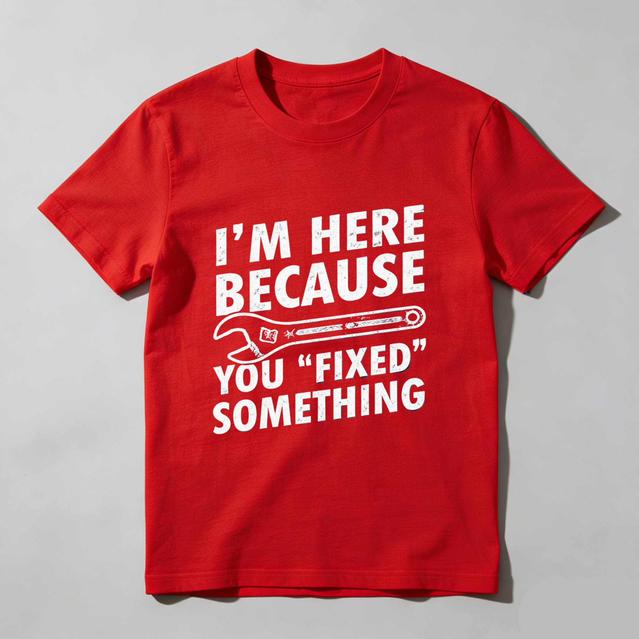 Im Here Because You Fixed Something T Shirt Mechanic Humor Repair Joke Gift For Men Women