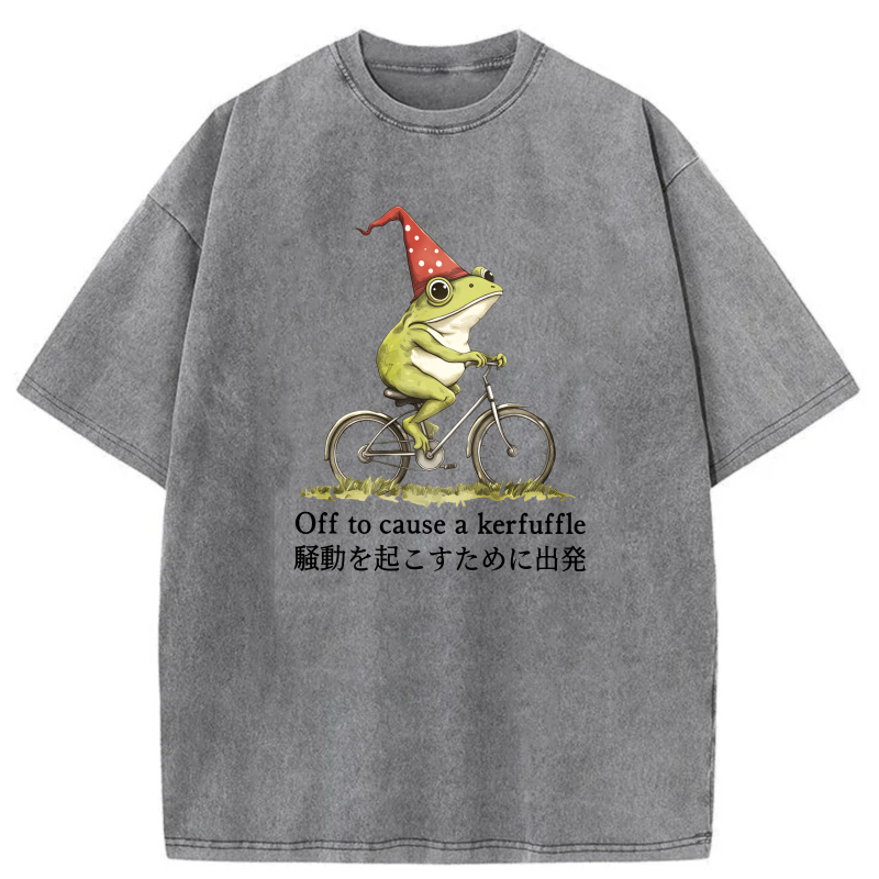 Frog Riding Bike With Party Hat tshirt 100% cotton