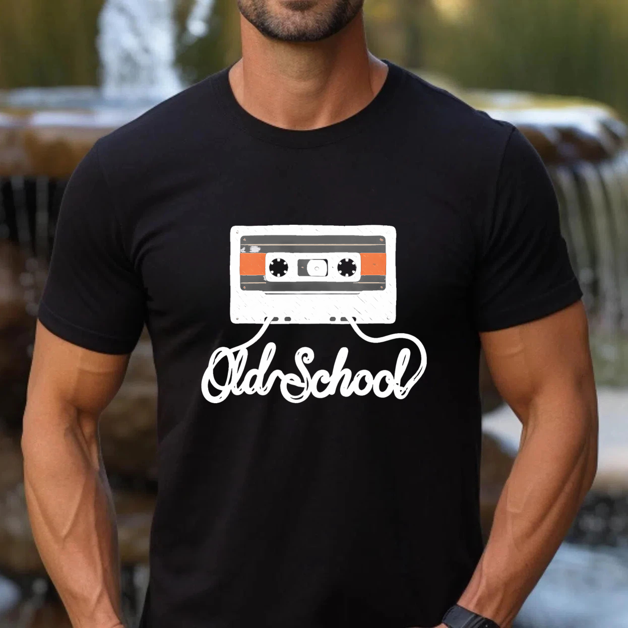 TEECURENTOld School Cassette Tape Retro Music T Shirt Vintage Style Unisex Black Tee-TeeCurent