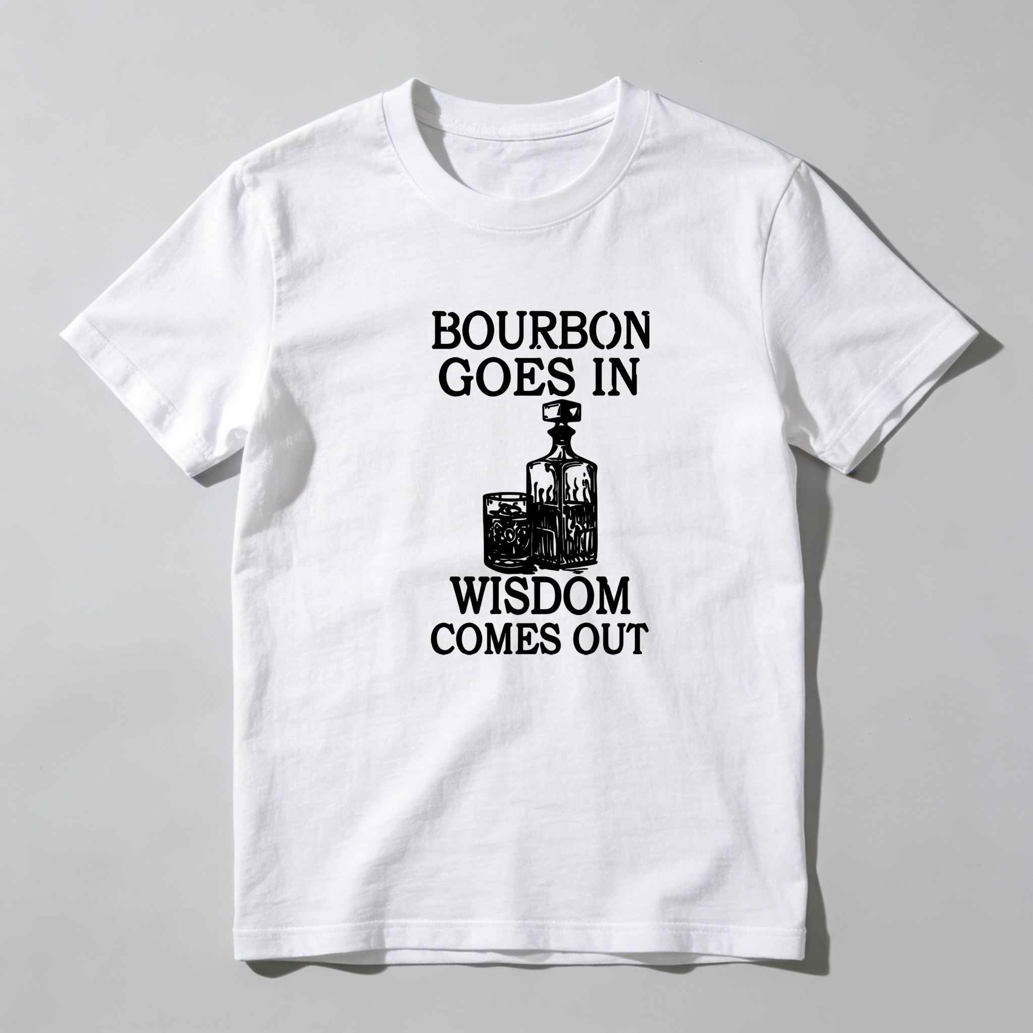TEECURENT Bourbon Goes In Wisdom Comes Out Pure Cotton Short Sleeve T Shirt-TeeCurent
