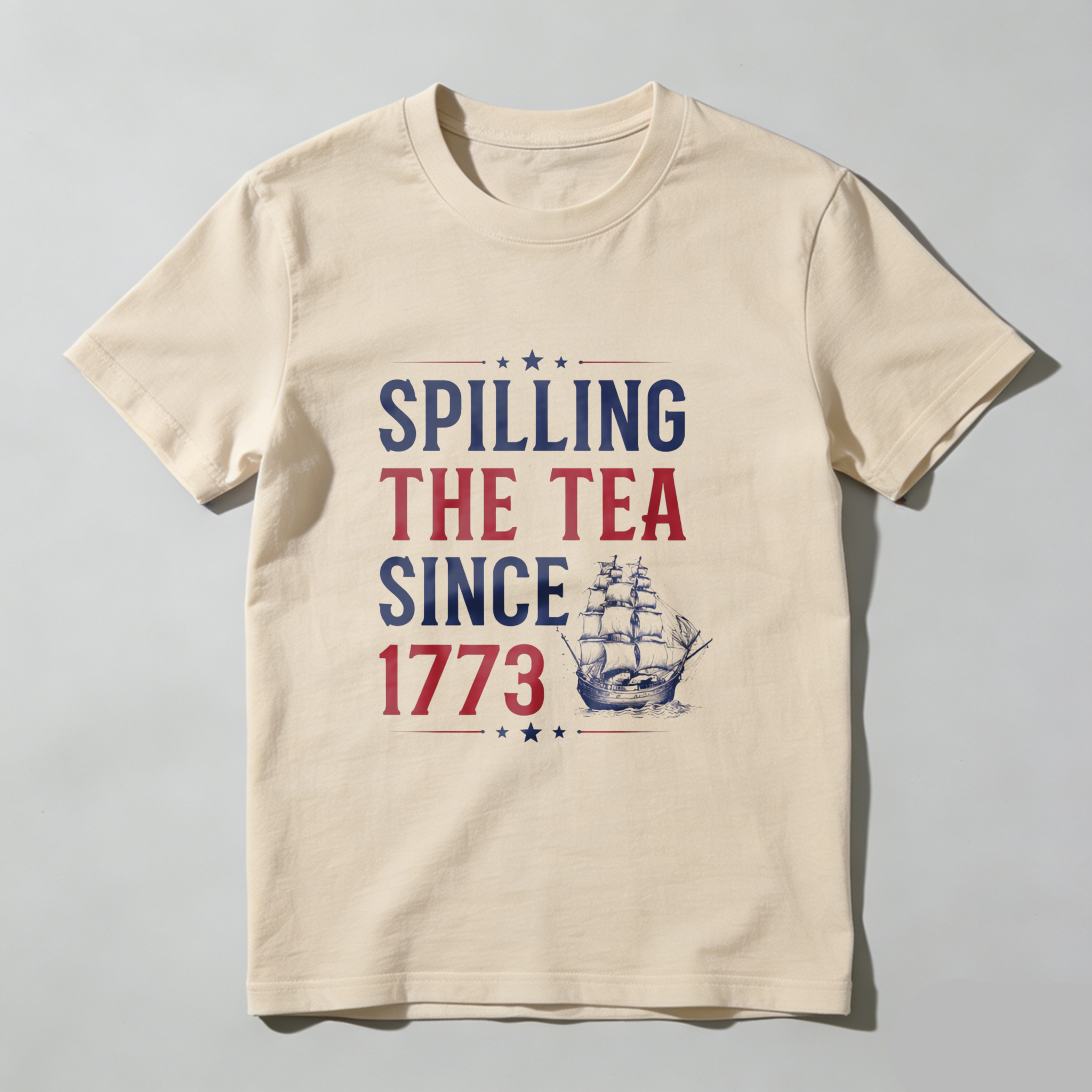 TEECURENT Spilling The Tea Since 1773 American Revolution Patriotic T Shirt Historical Tea Party Ship Design Men Women Unisex Apparel WOMEN
