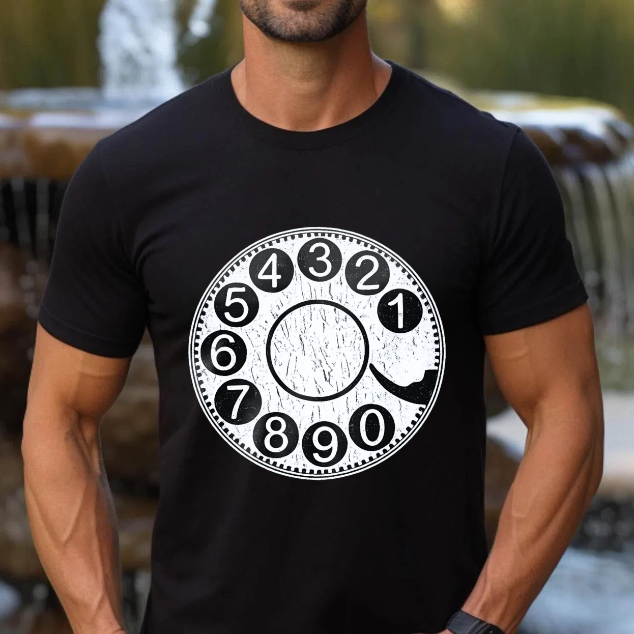 Vintage Rotary Dial Phone T-Shirt Made In Usa Retro Telephone Design Black Cotton Shirt Unisex Classic Style Gift For Tech Enthusiasts