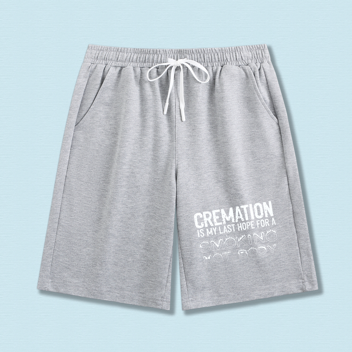 TEECURENT Cremation Is My Last Hope For A Smoking Hot Body Men's Black Shorts With Drawstring Waistband Casual Comfortable Athletic Wear