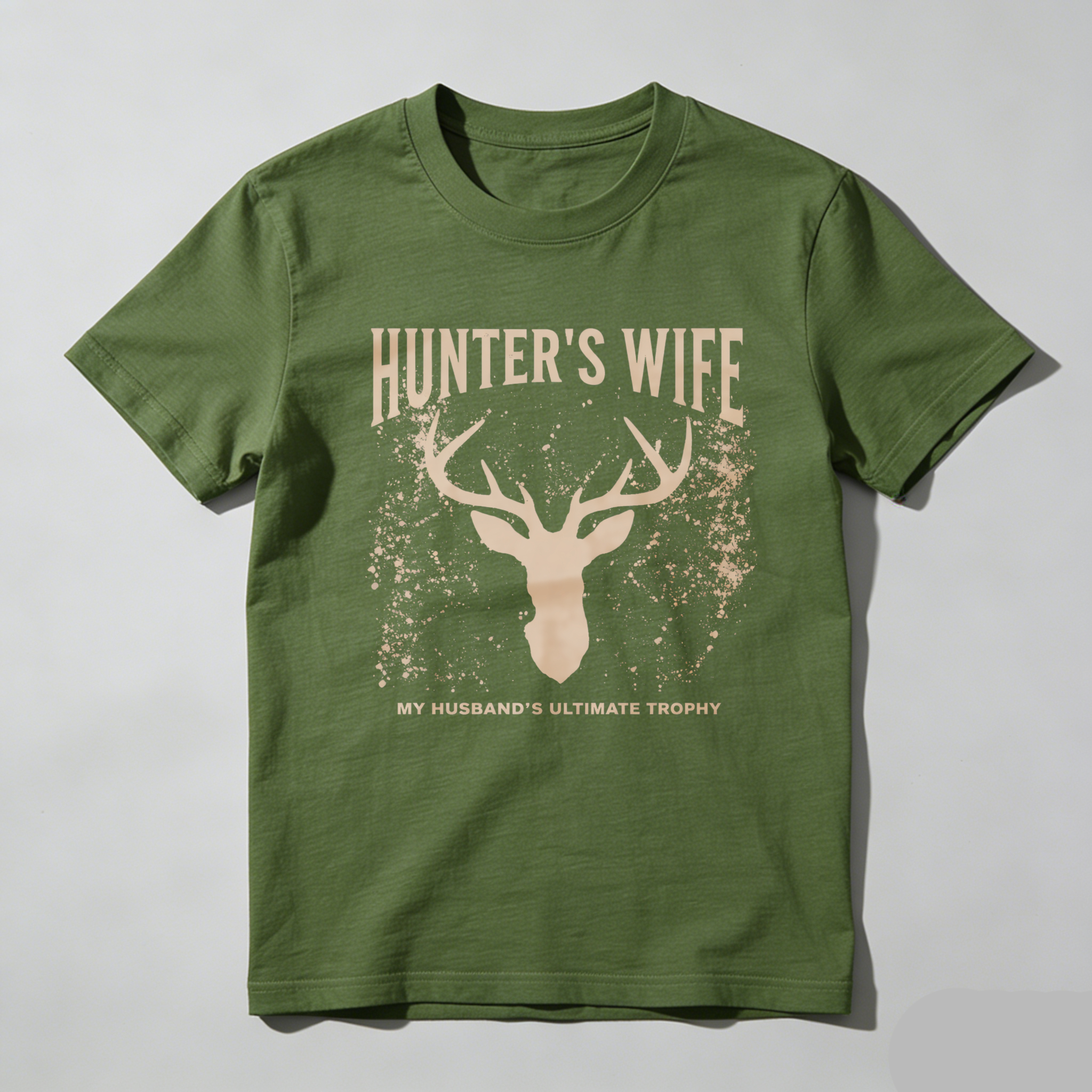 TEECURENT Hunters Wife My Husbands Ultimate Trophy Deer Head Graphic T-Shirt For Women Hunting Theme Casual Shirt-TeeCurent