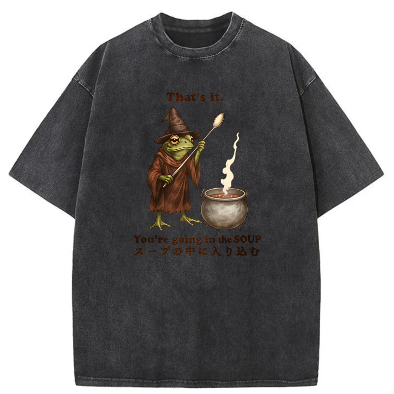 Frog Wizard Soup Cauldron Spoon Magic Spell Pot tshirt 100% cotton
