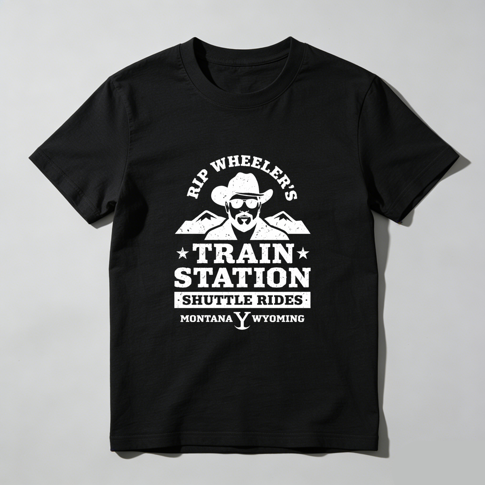 TEECURENT Rip Wheelers Train Station Shuttle Rides Montana Wyoming T Shirt