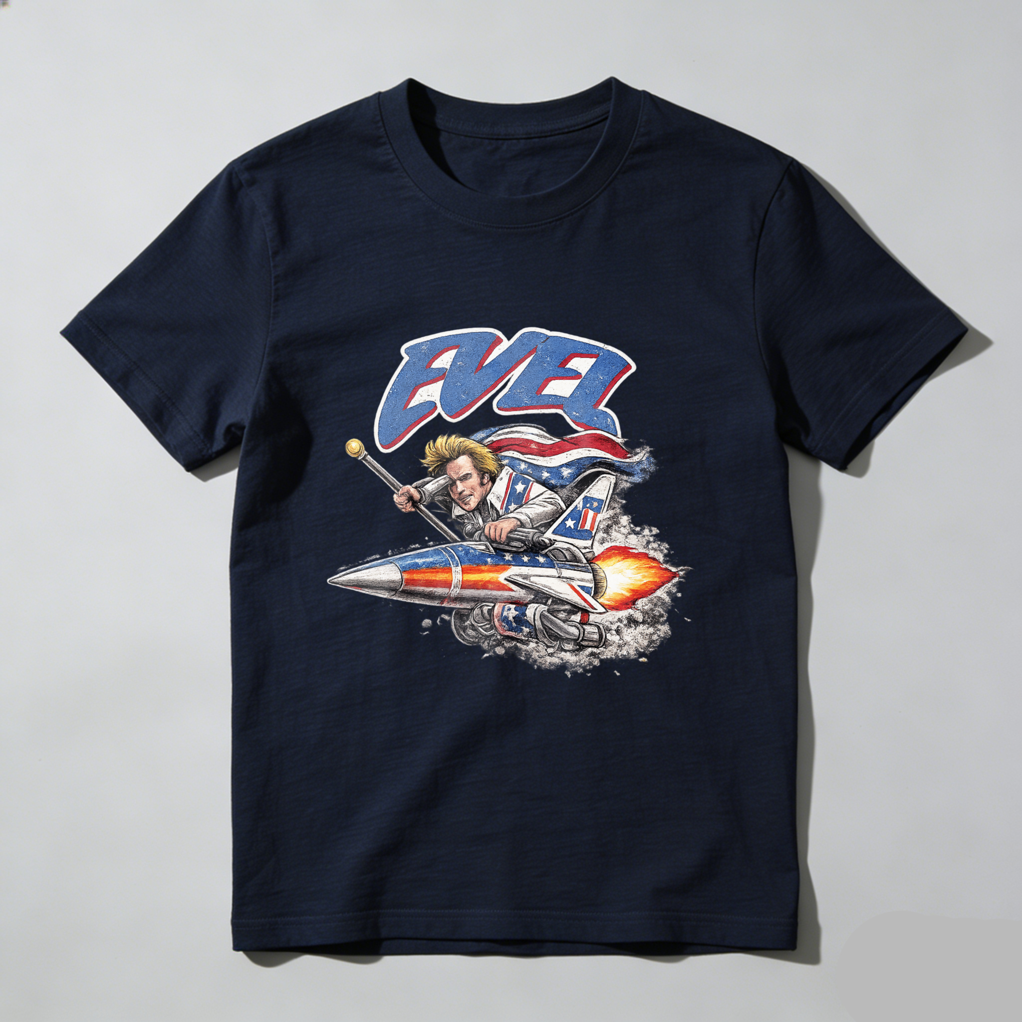 Ever Rock Star Guitar Player Riding Rocket Ship T-Shirt Made In Usa