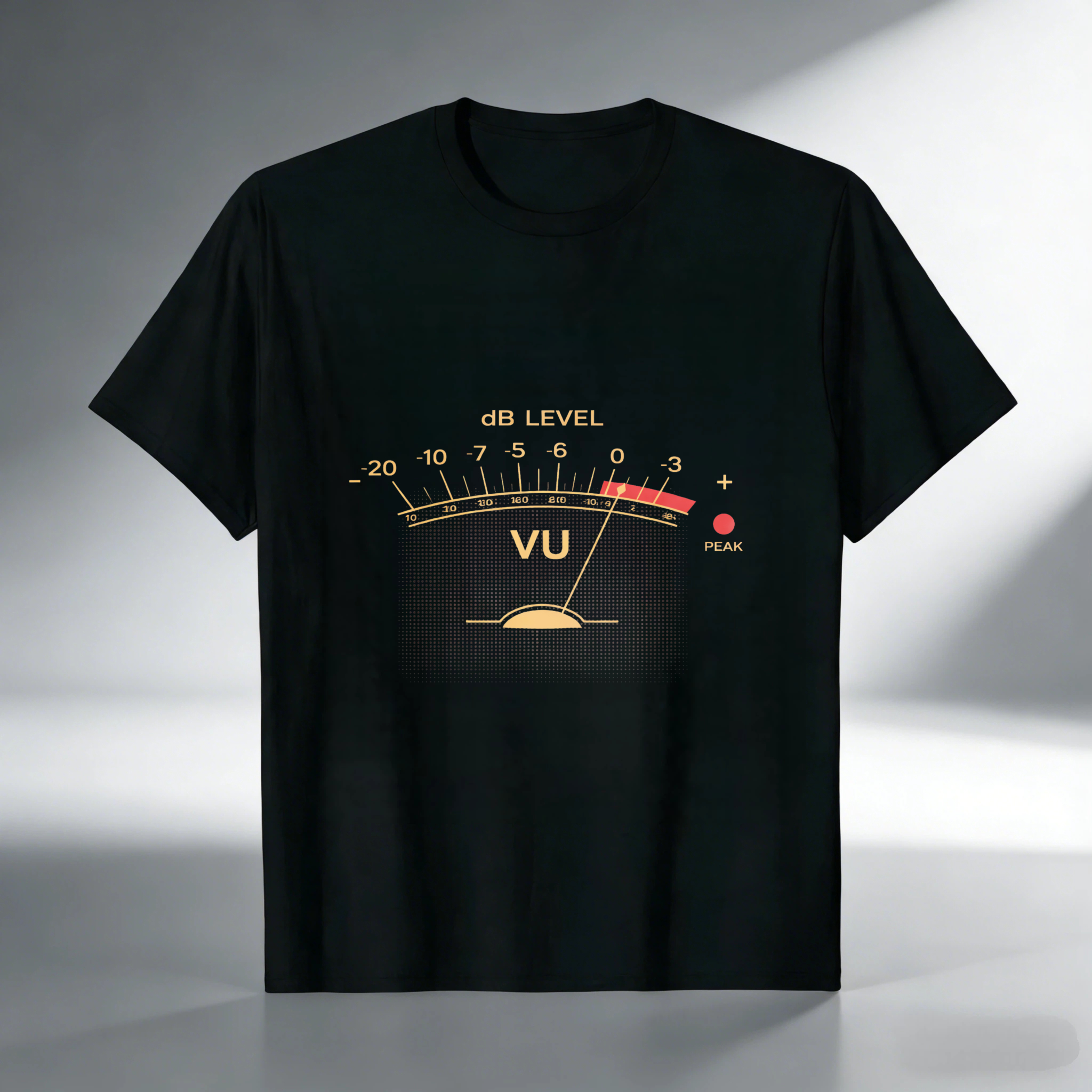 VU Meter Db Level Audio Engineering T-Shirt Music Production Sound Design Black Cotton Shirt