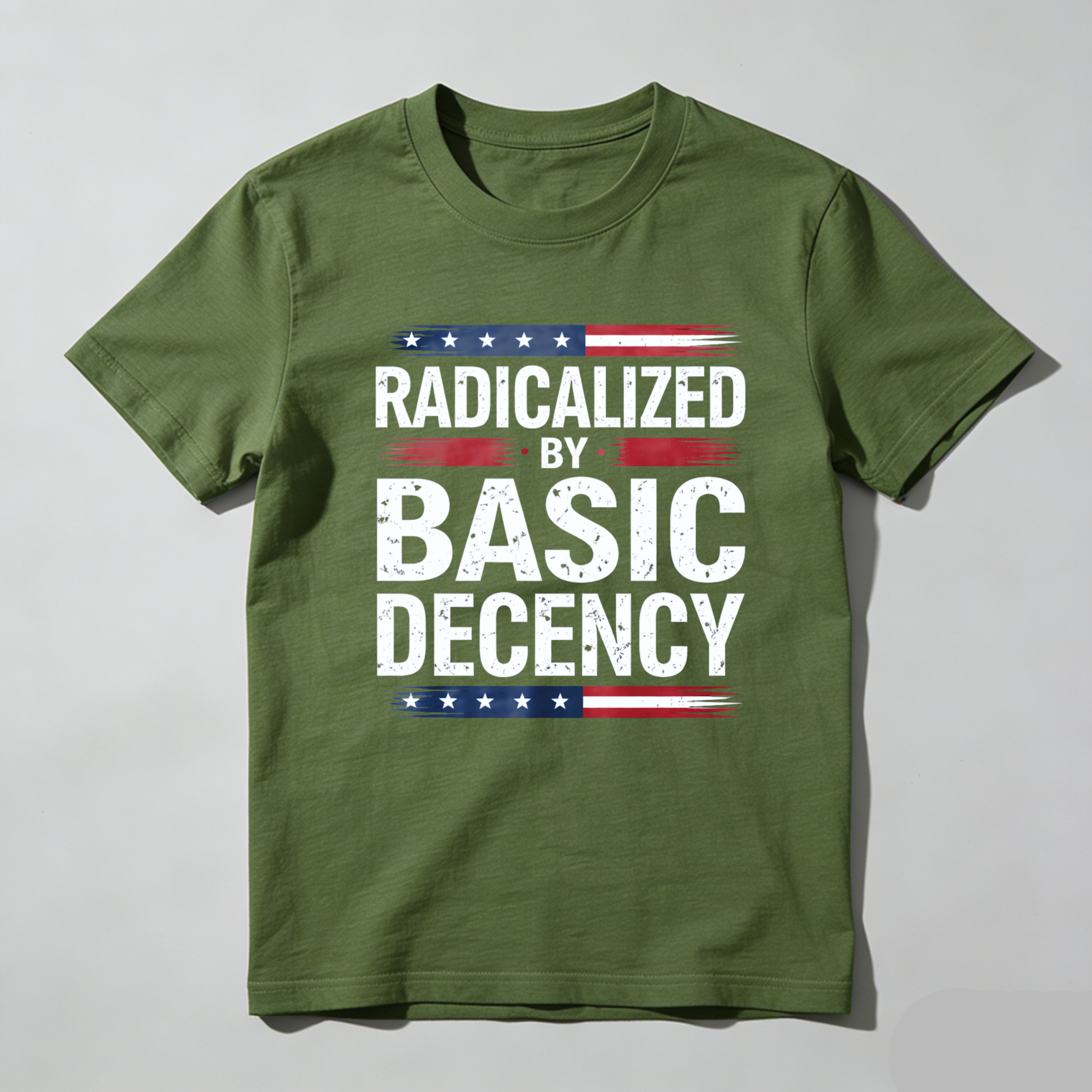 TEECURENTRadicalized By Basic Decency American Flag Design T Shirt Men Women Political Statement Graphic Tee Black-TeeCurent