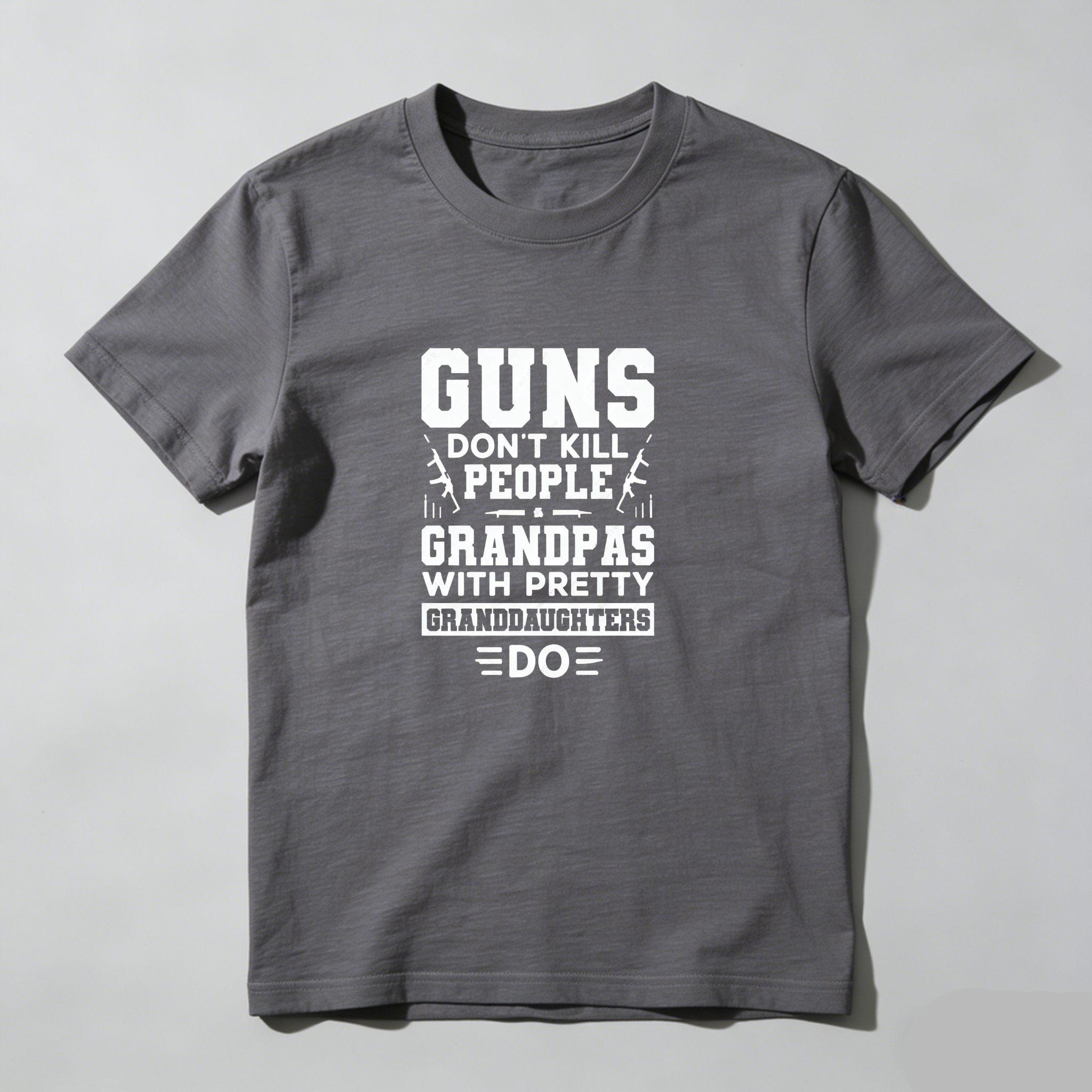 TEECURENT Guns Dont Kill People Grandpas With Pretty Granddaughters Do Pure Cotton Short Sleeve T Shirt-TeeCurent