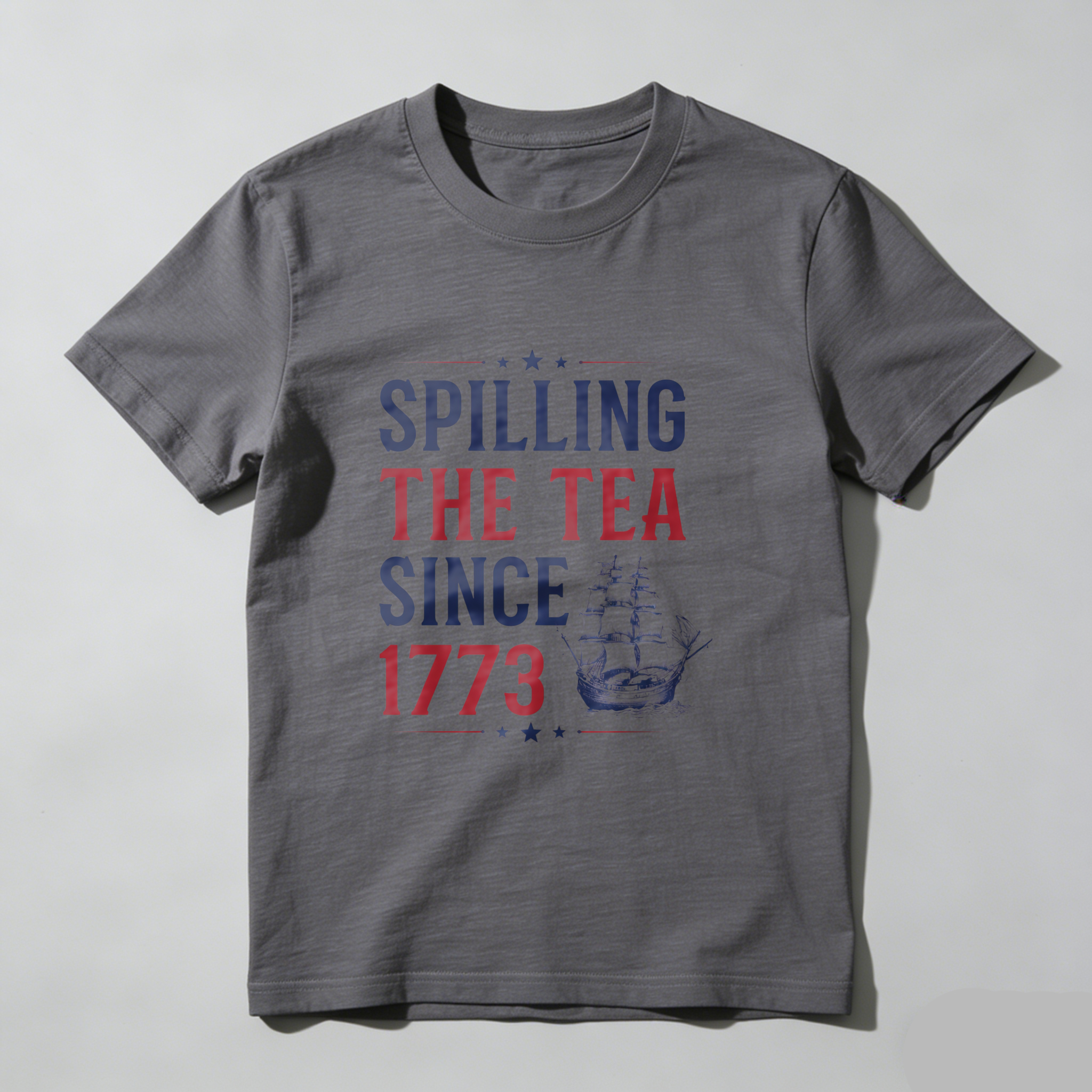 TEECURENT Spilling The Tea Since 1773 American Revolution Patriotic T Shirt Historical Tea Party Ship Design Men Women Unisex Apparel WOMEN