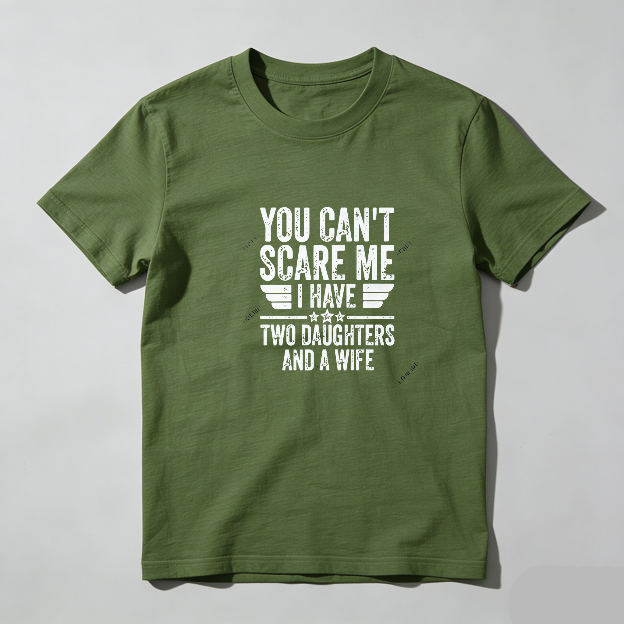 TEECURENT You Cant Scare Me I Have Two Daughters And A Wife Pure Cotton Short Sleeve T Shirt-TeeCurent