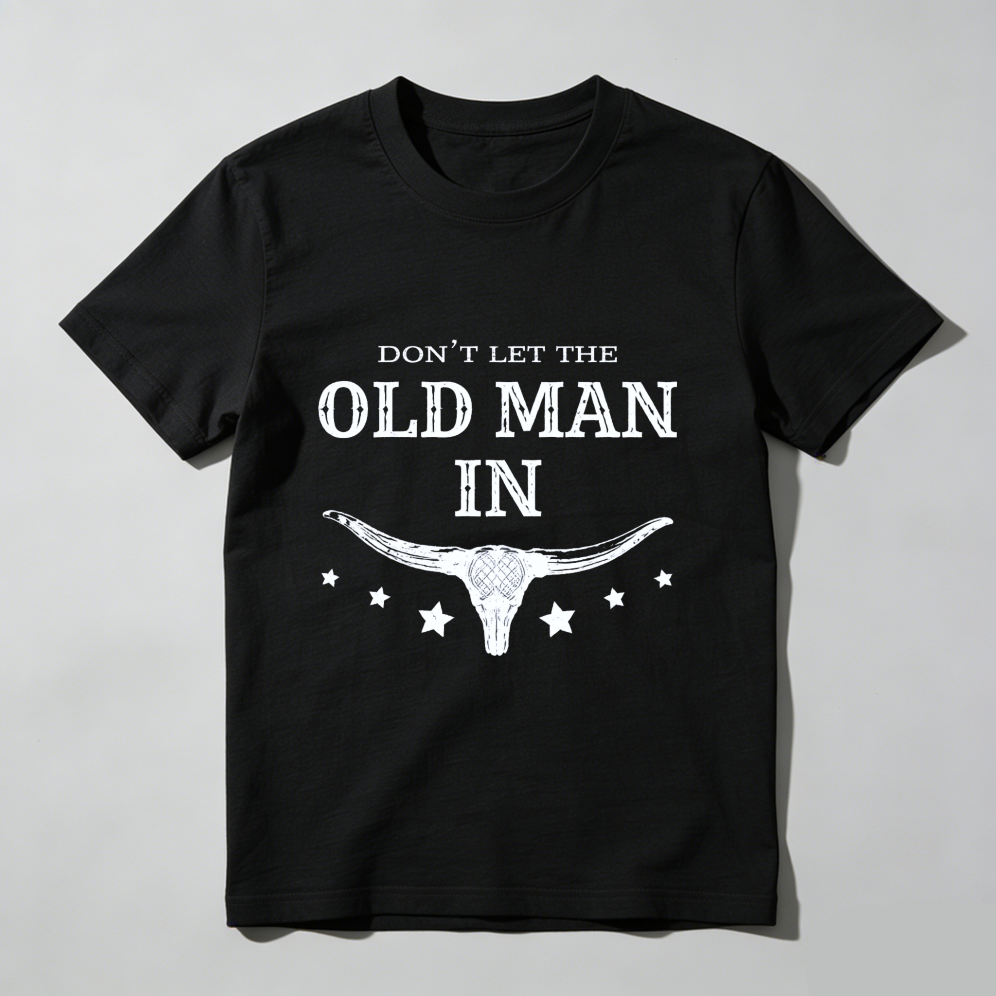 TEECURENT Dont Let The Old Man In Texas Longhorn Skull T Shirt