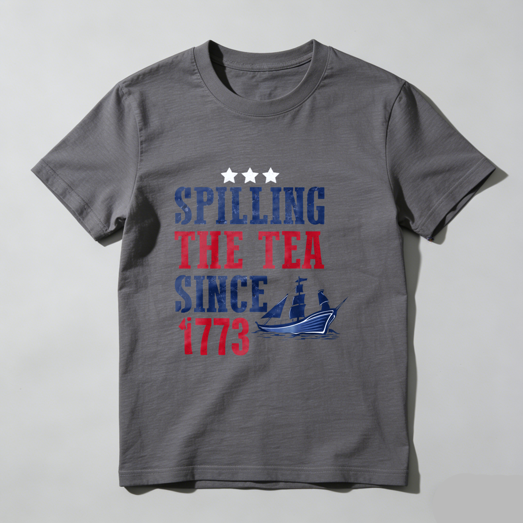 TEECURENT Spilling The Tea Since 1773 American Revolution T Shirt Patriotic Independence Day Costume Men Women Funny Gift WOMEN