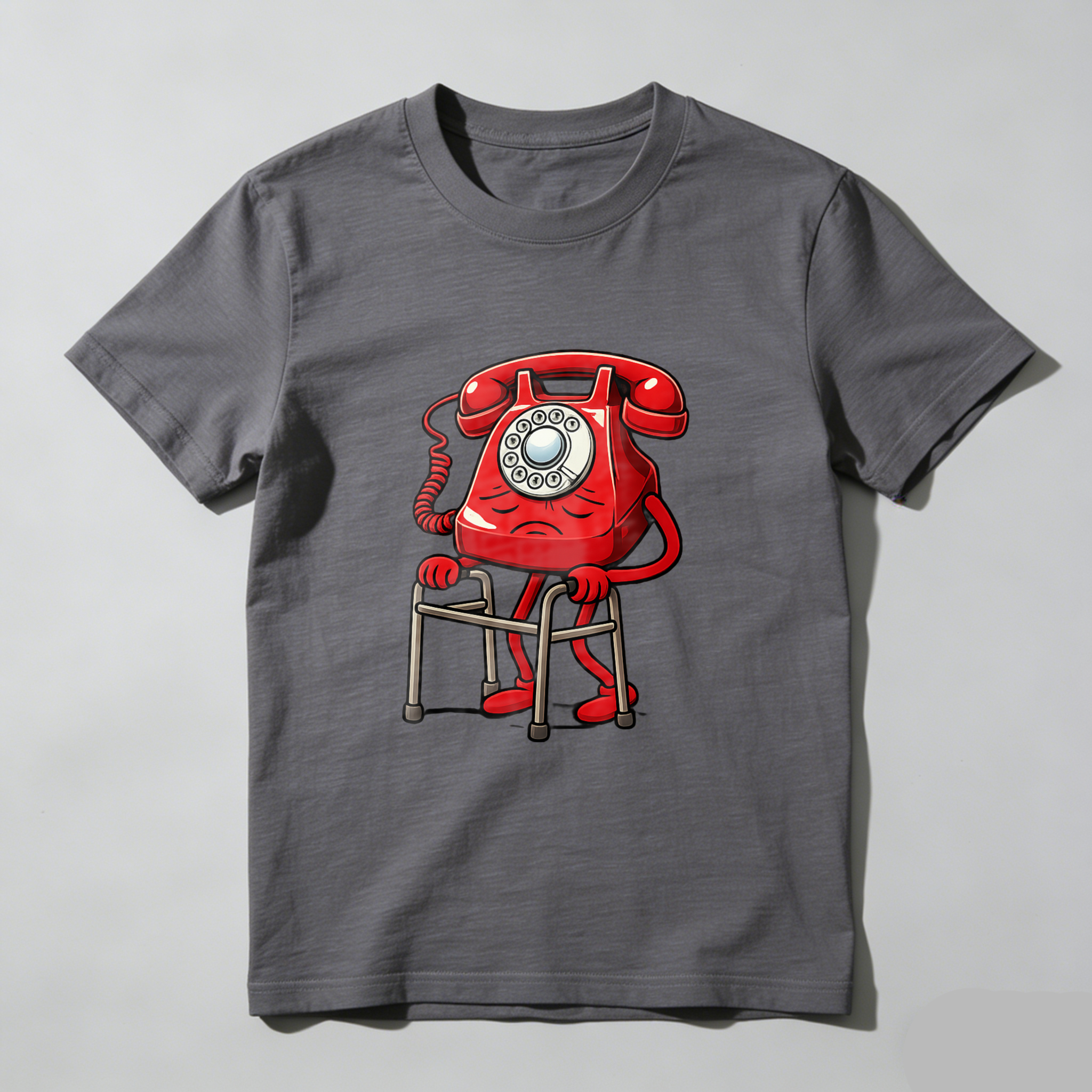 Red Vintage Telephone With Crutches T-Shirt Made In Usa