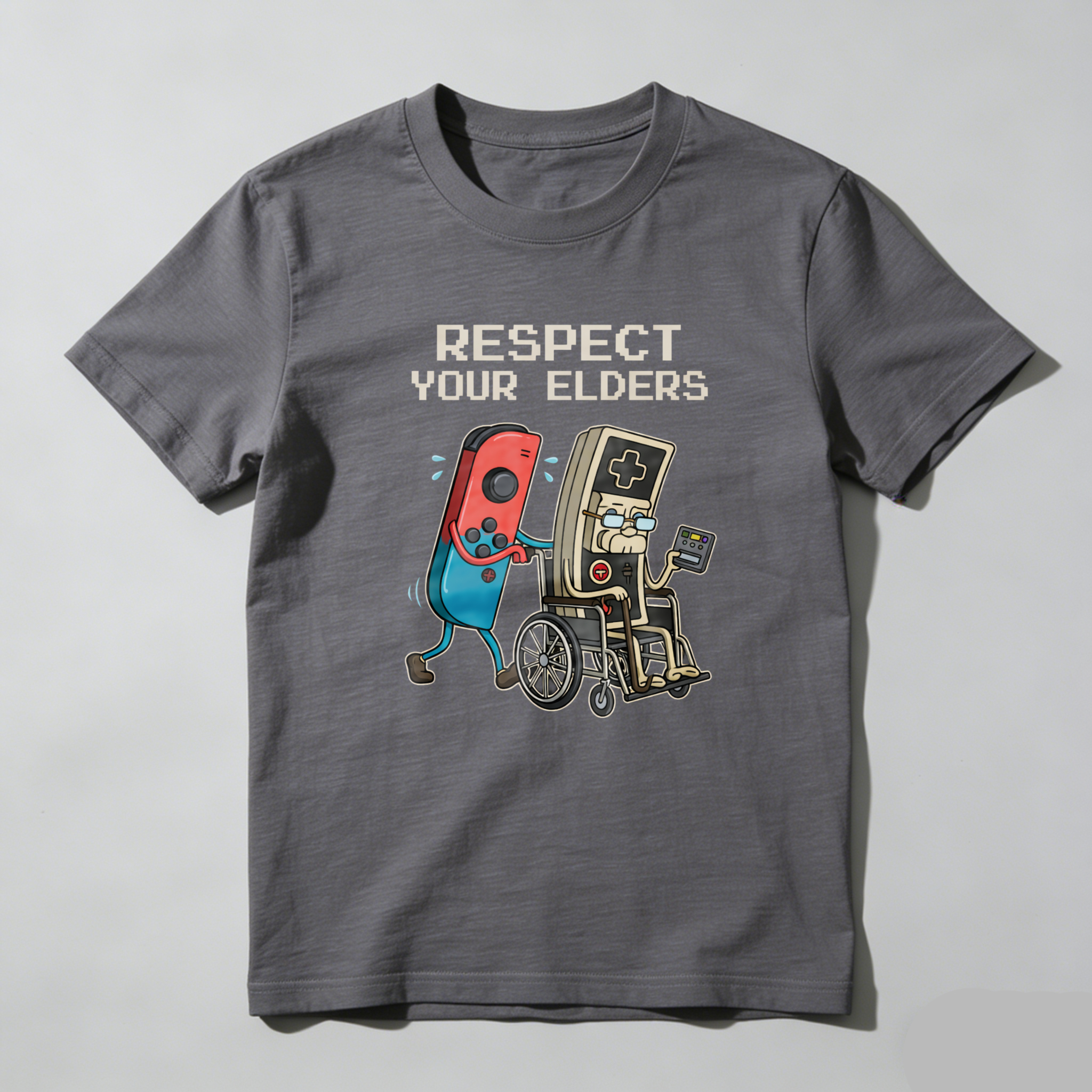 TEECURENT Respect Your Elders Nintendo Switch And Game Boy T-Shirt Gaming Humor Shirt For Gamers-TeeCurent