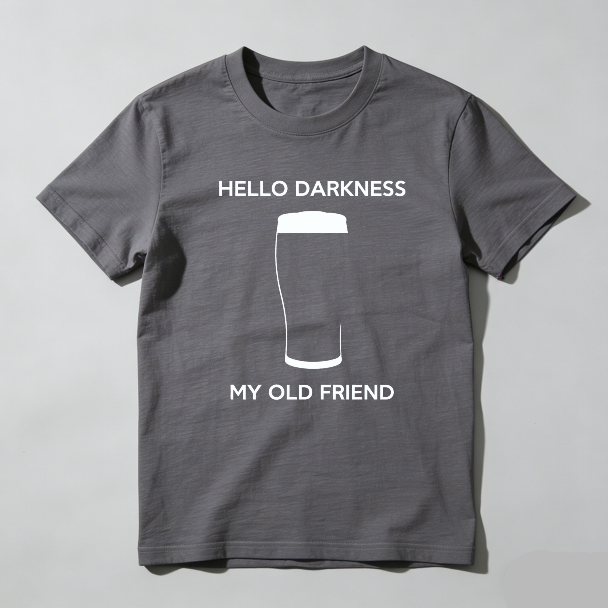 TEECURENTHello Darkness My Old Friend Beer Glass T Shirt Black Humor Funny Quote Men Women Casual Top-TeeCurent