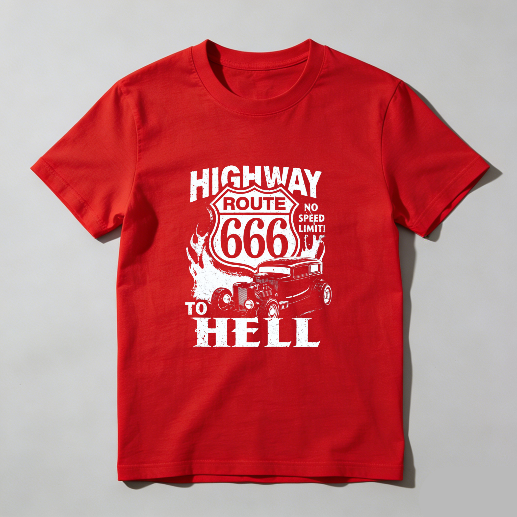 Highway Route 666 No Speed Limit To Hell Classic Car T Shirt