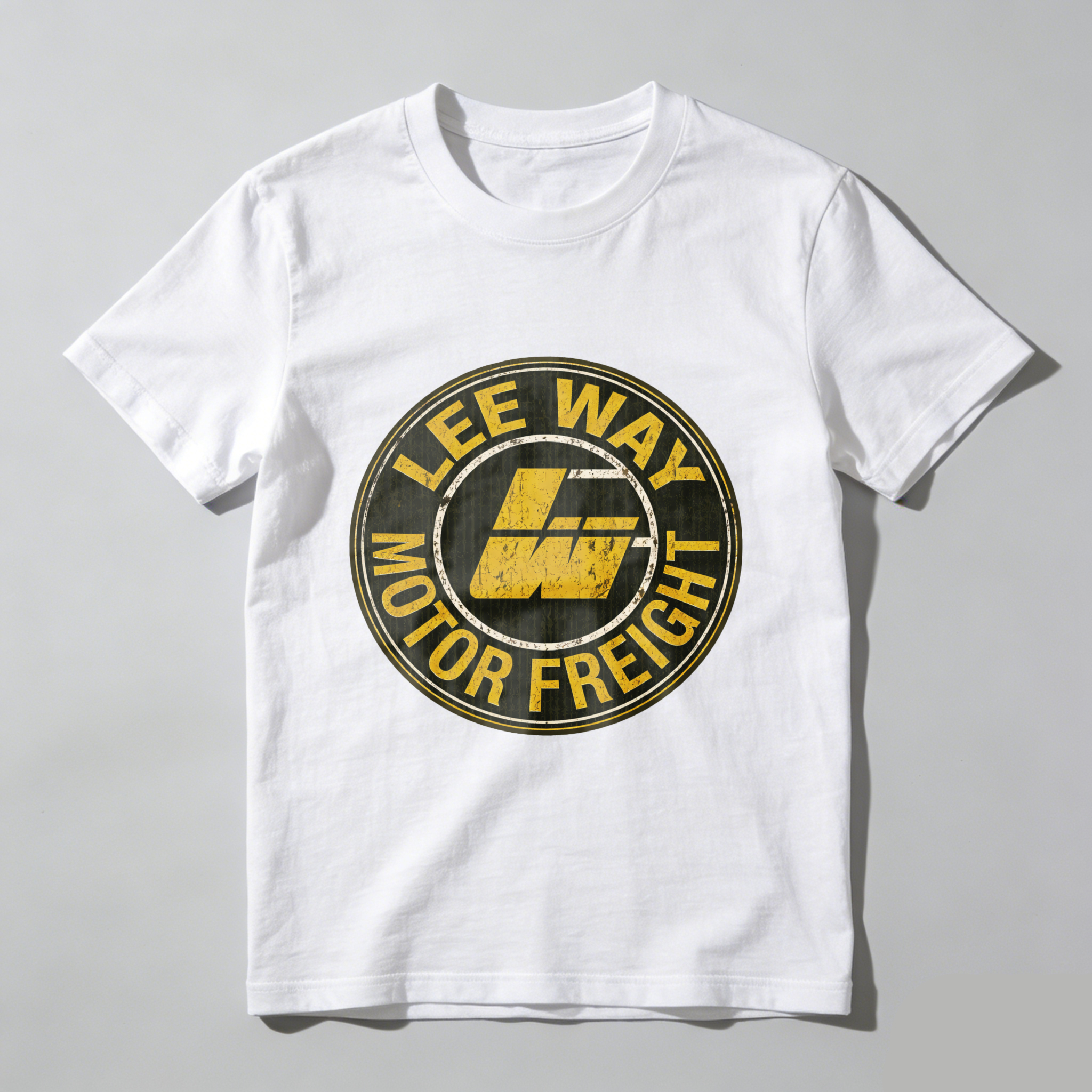 Lee Way Motor Freight Logo T Shirt Black Vintage Style Design For Trucking Enthusiasts And Freight Industry Fans