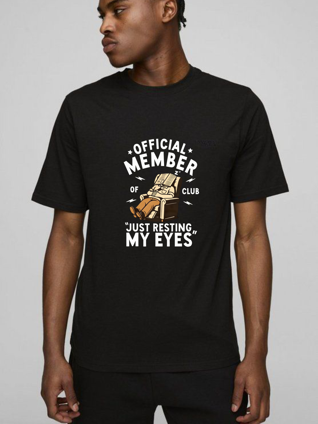 TEECURENT Official Member Just Resting My Eyes Club Pure Cotton Short Sleeve T-Shirt-TeeCurent